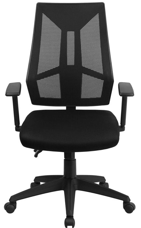 FLASH Ivan High Back Black Mesh Ergonomic Office Chair with Adjustable Arms - Swivel Task Chair for Home & Office Workspace, Gaming, and Computer Desk Use