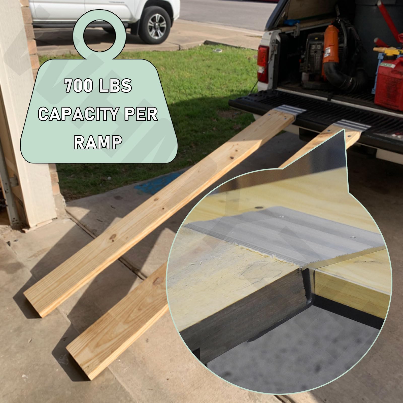 2-Pack Heavy Duty Aluminum Loading Ramps for Trucks, Trailers & Lawn Mowers - 8in Wide Tooling Ramp Kit for Driveway, Shed & Garage Use - Perfect for Vehicle Loading & Equipment Transport