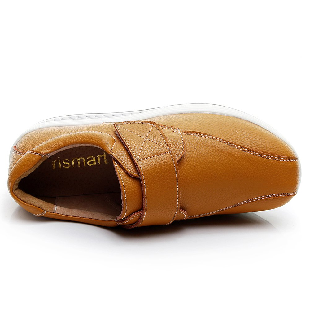 Rismart Women's Comfortable Wedge Rocker Sneakers - Smooth Leather Fashion Fitness Shoes for Walking, Running & Casual Wear