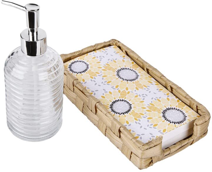 Sunflower 3-Piece Guest Bath Towel Set - Soft Absorbent Bath Towels, Hand Towels & Washcloths for Bathroom, Spa & Guest Room Decor