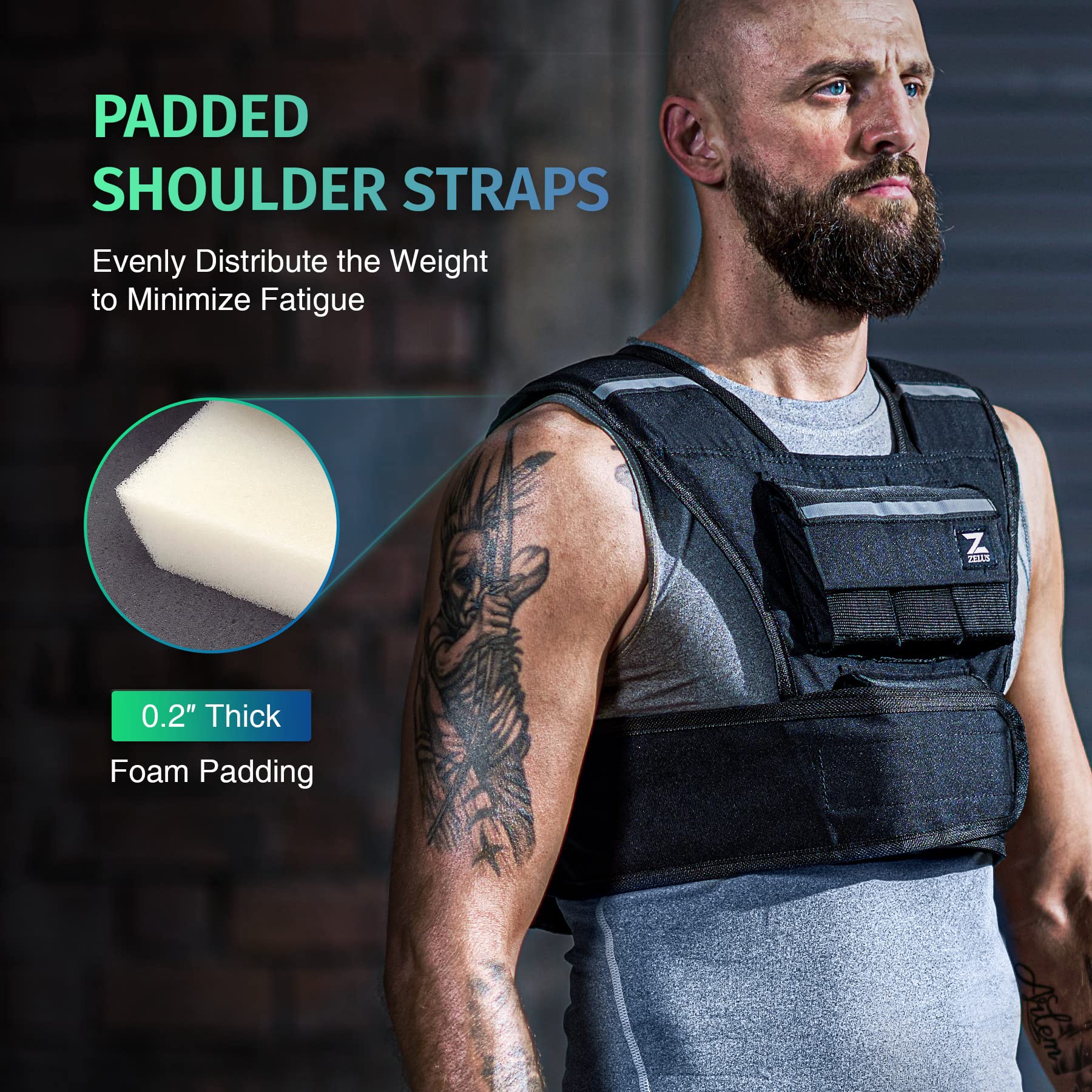 ZELUS Adjustable Weighted Vest 23lb/30lb/60lb for Men - Strength Training, Cardio Workouts & Weight Loss - Perfect for Home Gym, Running & Fitness Training
