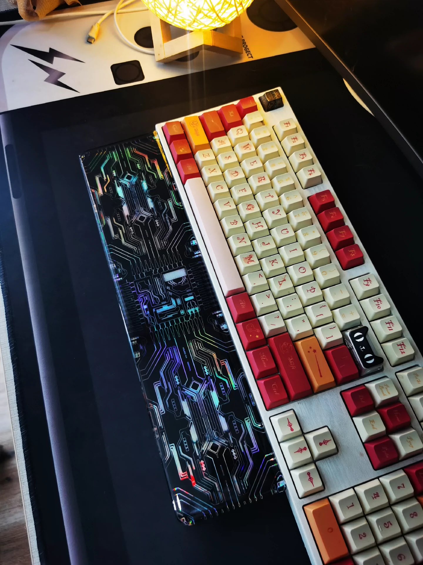Vibrant Neon Mechanical Keyboard Wrist Rest - Ergonomic Resin Palm Support for Gaming & Typing Comfort - Perfect for PC, Mac & Office Workspaces