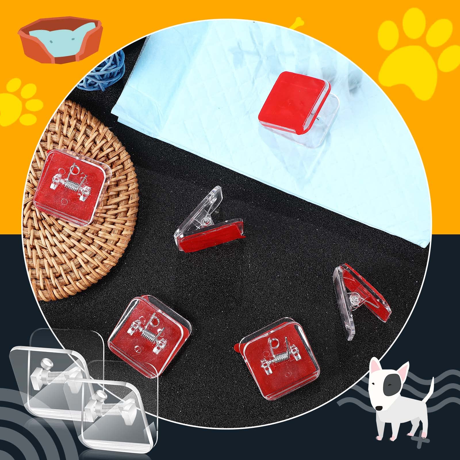 Eccliy 8-Piece Clear Dog Potty Training Pad Holder Set - Invisible Wall-Mounted Puppy Pee Pad Clips with 6 Strong Adhesive Strips for Indoor/Outdoor Use | Perfect for House Training Puppies & Small Dogs in Apartments or Kennels