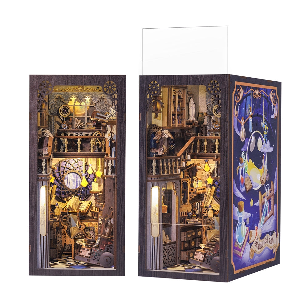 DIY Book Nook Kit - Nebula Common Room with Dust Cover for Bookshelf Decor | 3D Puzzle Bookshelf Insert for Harry Potter Fans & Home Library Display