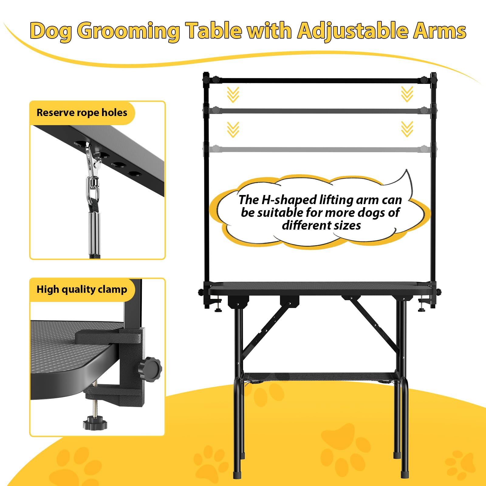 ROOMTEC 36 Inch Foldable Dog Grooming Table with Adjustable Arm, Nooses & Mesh Tray - Professional Pet Grooming Station for Home Use, Perfect for Bathing, Trimming & Styling Small to Medium Dogs
