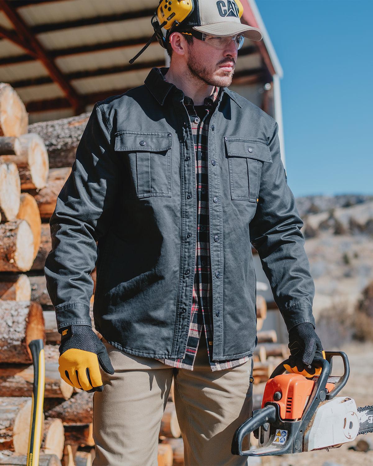 Men's Waxed Cotton Shirt Jacket - Water-Resistant Outdoor Workwear for Hiking, Camping & Casual Wear