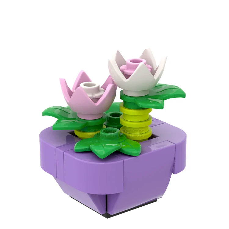 LEGO Brickanicals #1 Lavender Lotus Flower Building Kit - MiniMOC Botanical Collection for Home Decor, Office Desk & Gift Giving