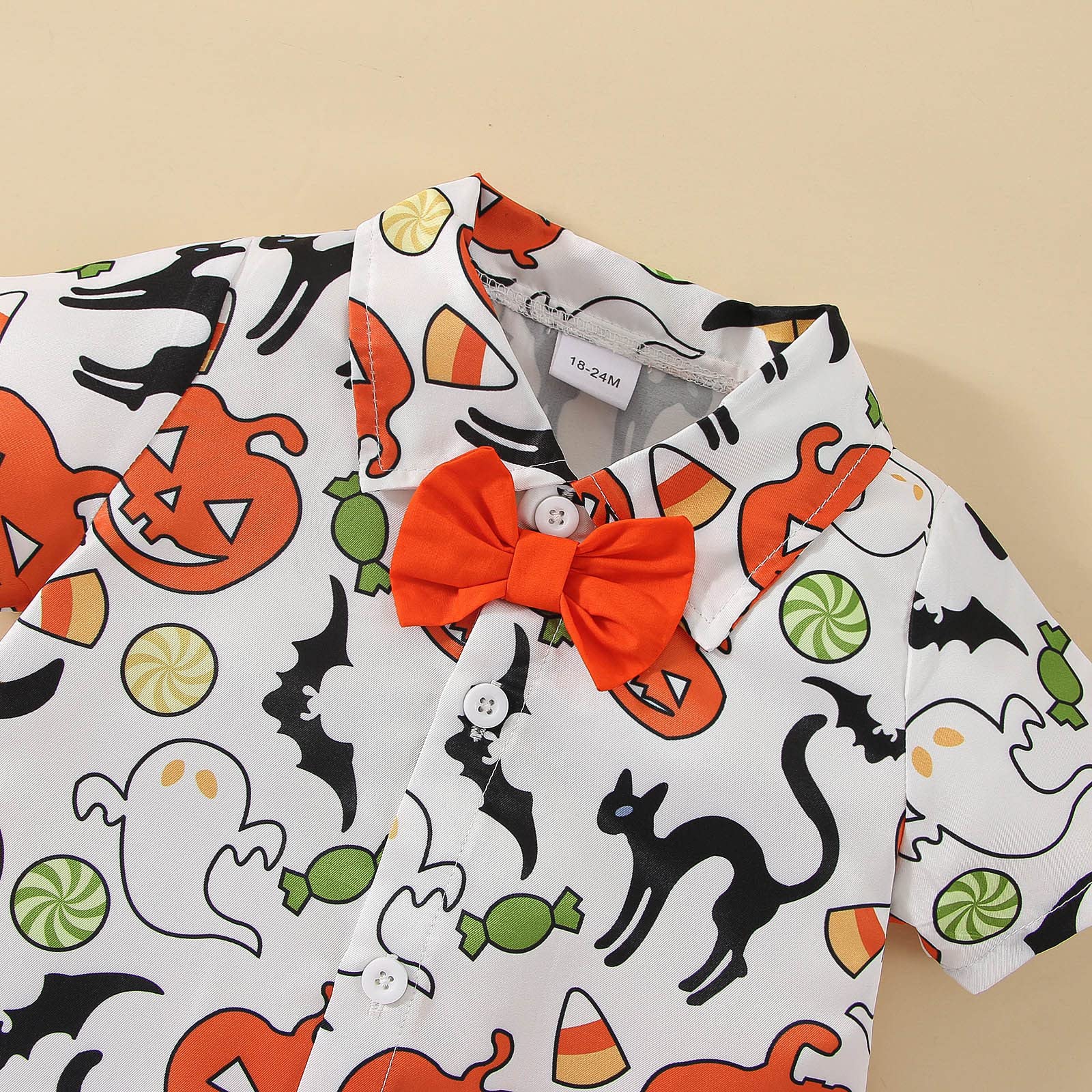 Boys Halloween Costume Set - Short Sleeve Pumpkin Print T-Shirt & Gentleman Style Shorts for Toddlers | Cute Kids Party Outfit for Trick or Treating