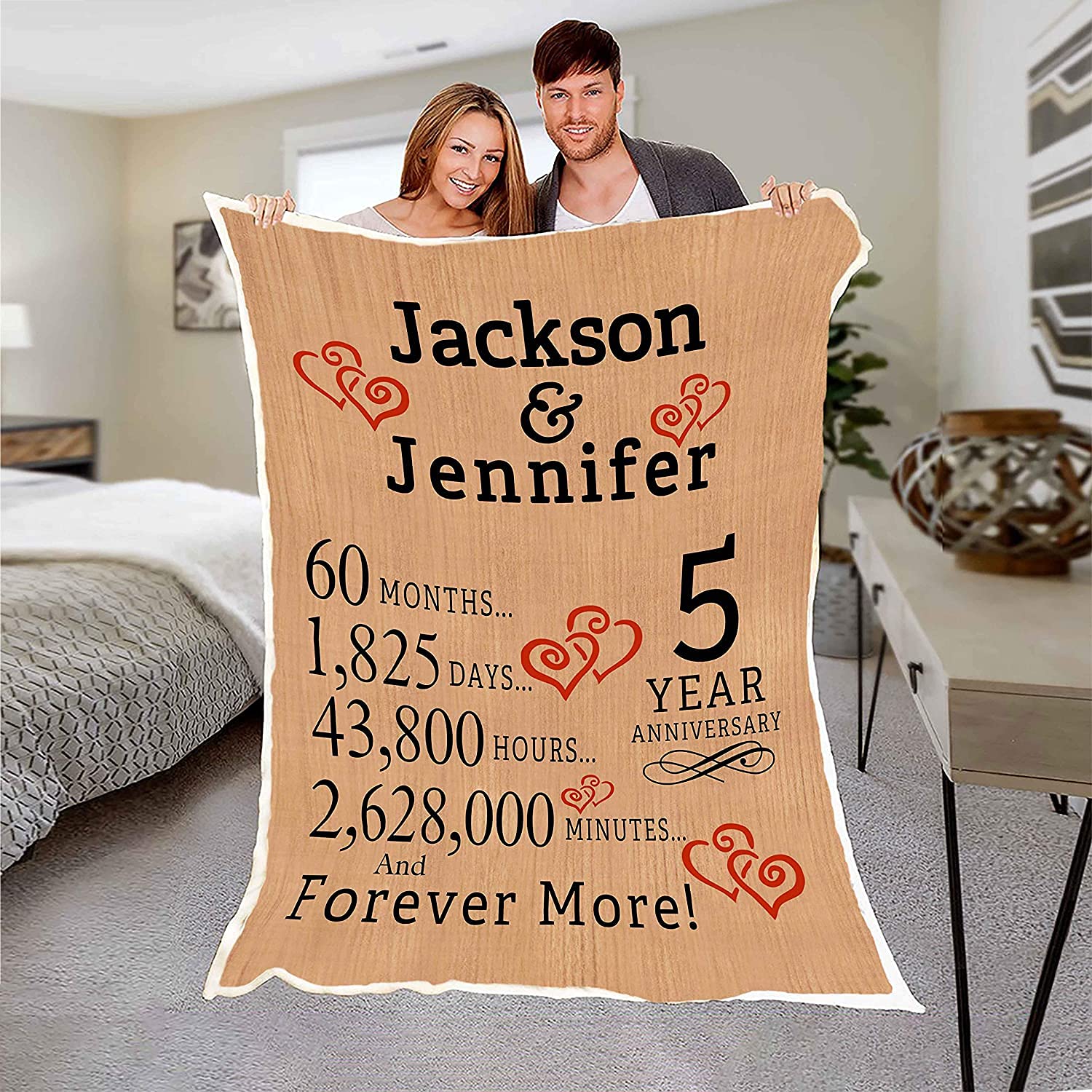 Personalized Anniversary Sign Gift for Couples - Custom Name & Year - Perfect for Wedding Anniversaries 1-60 Years