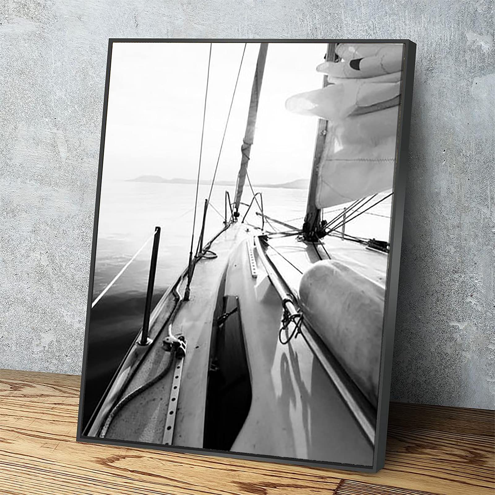 Sailboat Photography Canvas Wall Art - 24x16 Inch Wood Framed Beach Decor, Modern Nautical Prints for Home, Office & Apartment - Perfect for Coastal Living Rooms & Seaside Bedrooms