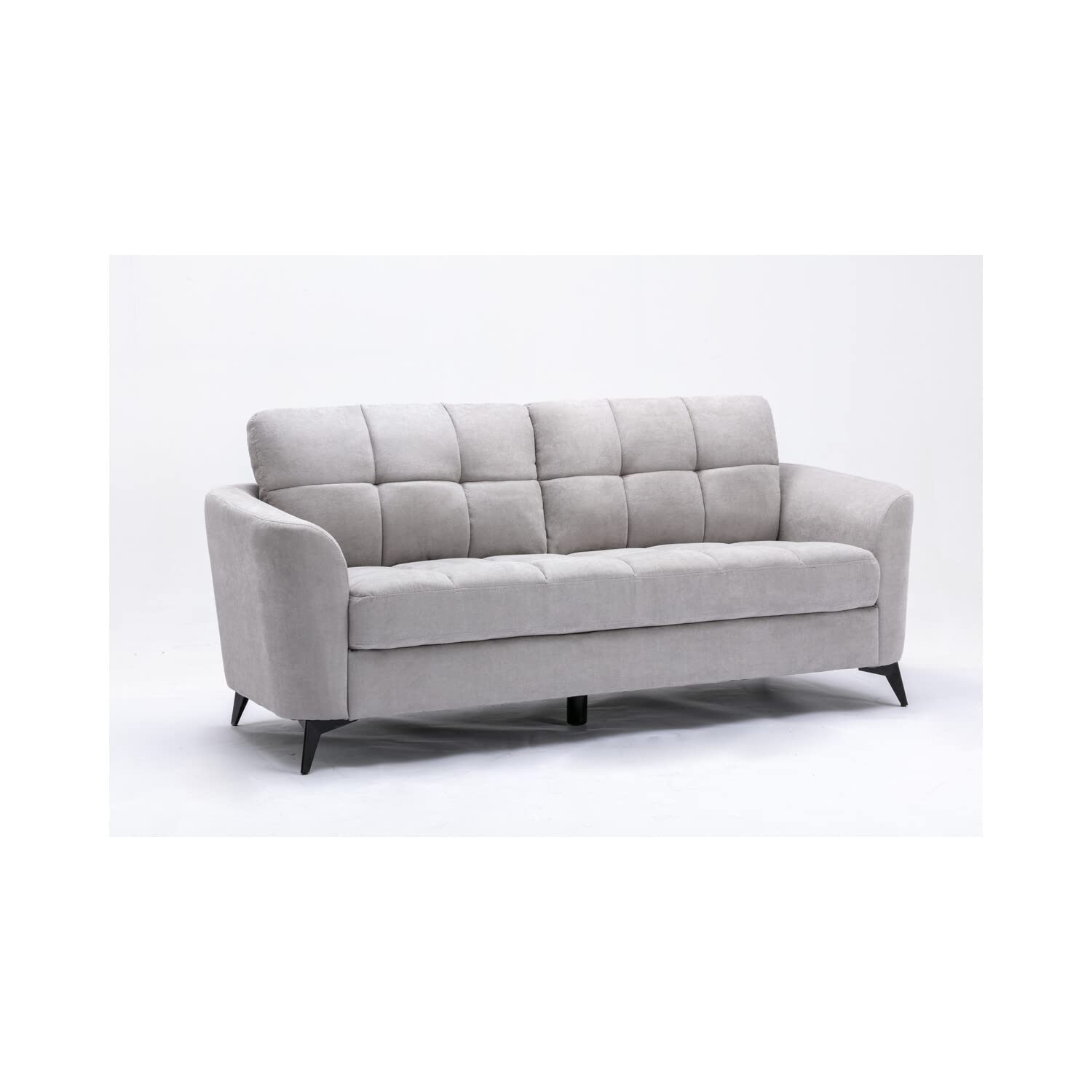 Lilola Home Callie Light Gray Velvet Fabric Sofa - Modern Velvet Couch for Living Room, Lounge & Apartment | Soft Comfortable Sectional Sofa for Home Decor