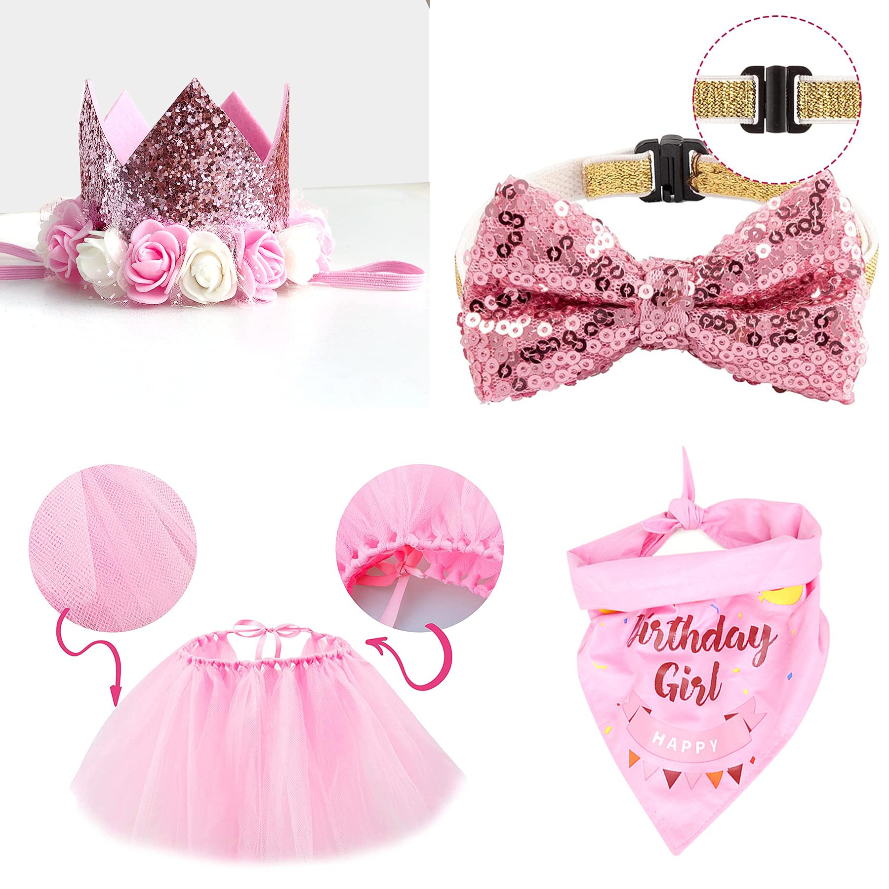 Pink Dog Birthday Party Supplies Set - Dog Birthday Decorations for Girls, Includes 
