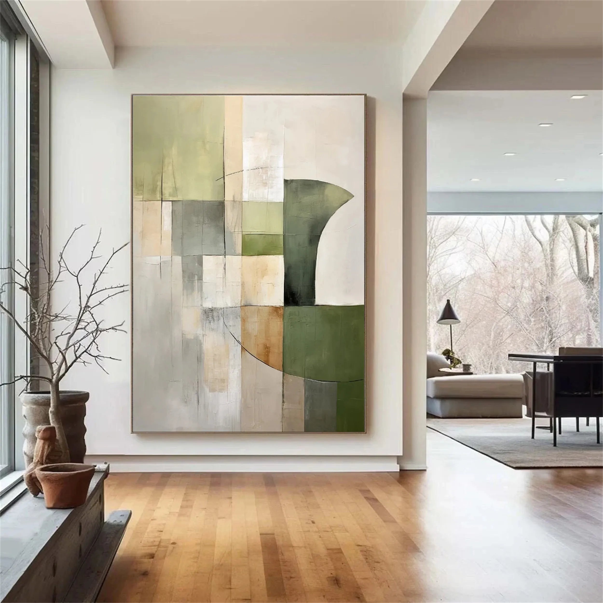 Abstract Painting #AB 119 - Modern Wall Art Decor for Living Room, Bedroom & Office - Handmade Canvas Artwork