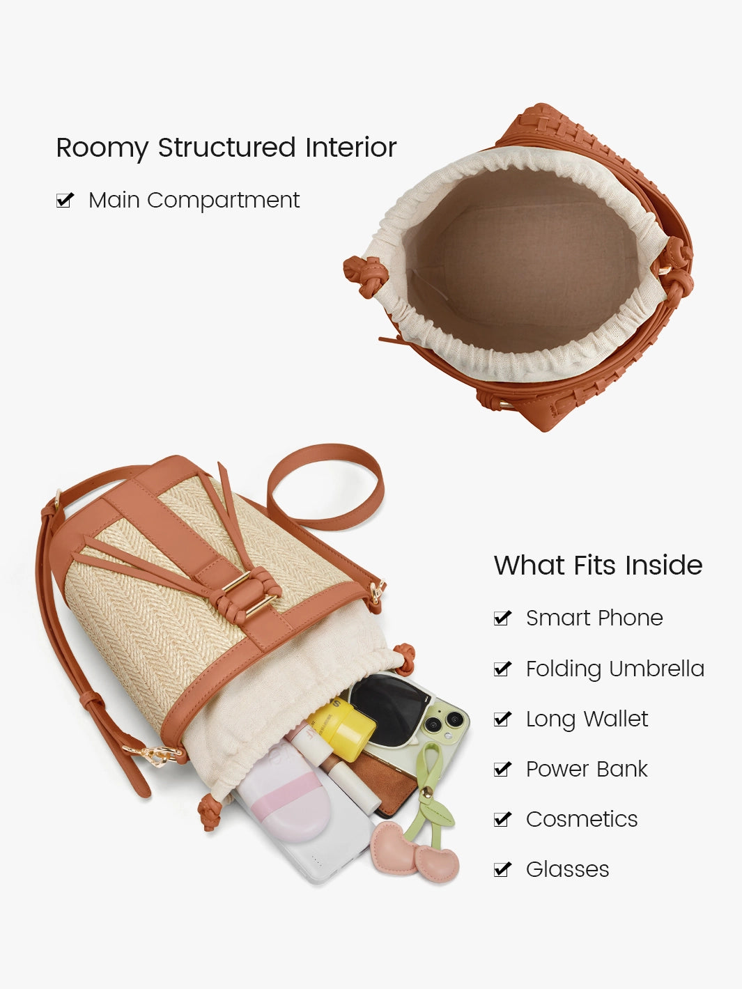 Stylish Marina Raffia Straw Bucket Bag for Women - Summer Beach Tote, Boho Chic Handbag for Travel, Shopping & Outdoor Activities