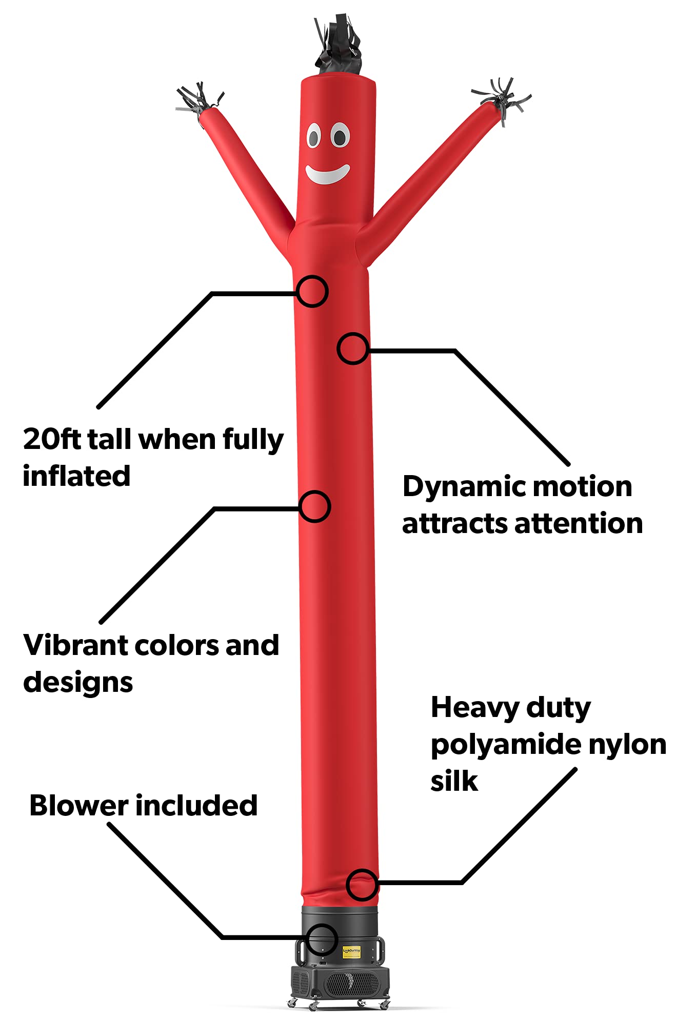 LookOurWay 10ft Air Dancers Inflatable Tube Man Kit with 1HP Blower - Outdoor Advertising, Car Dealerships, Grand Openings & Events