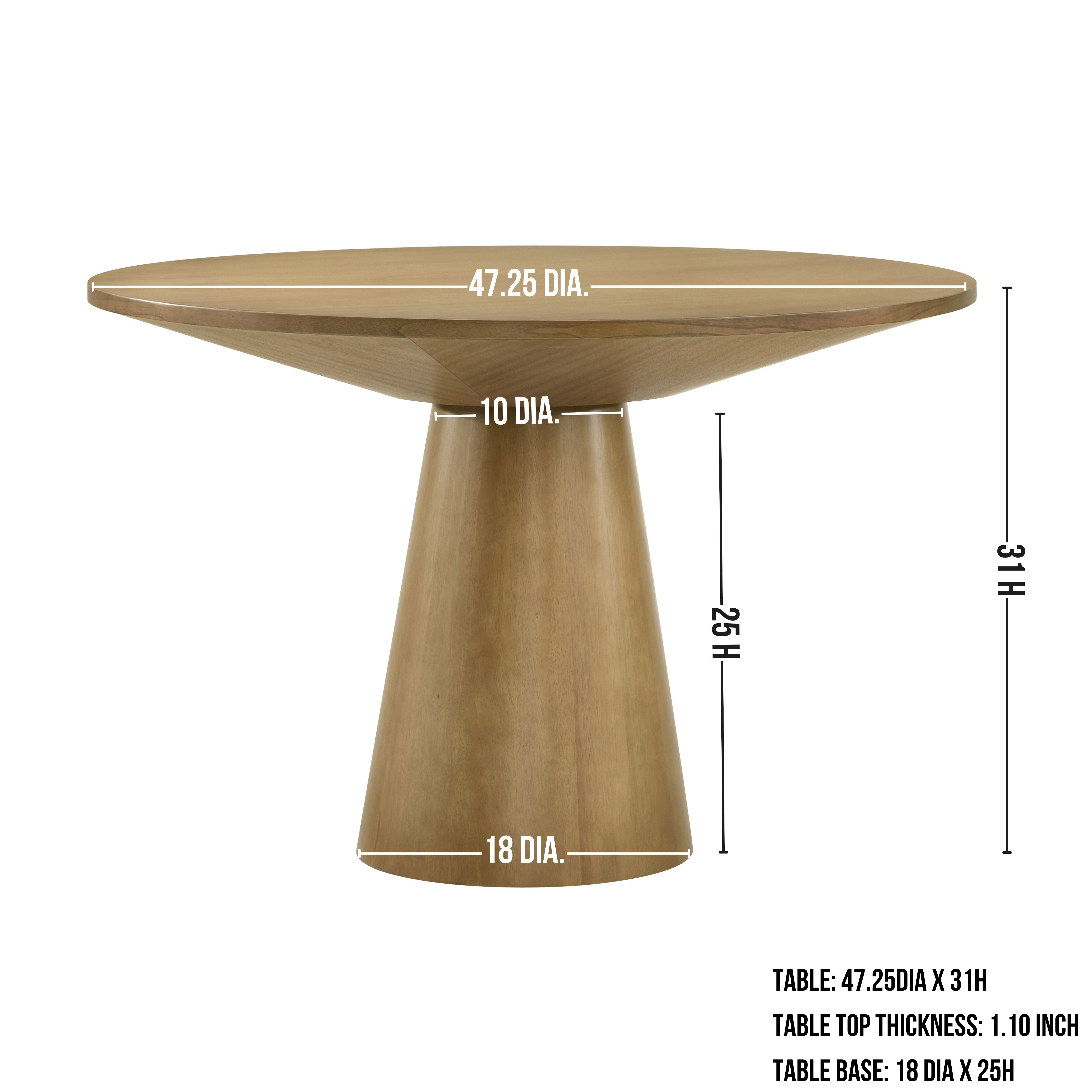 Rocco Contemporary 48-Inch Pedestal Dining Table - Modern Round Kitchen Table for Small Spaces, Perfect for Apartments, Breakfast Nooks & Cozy Dining Rooms