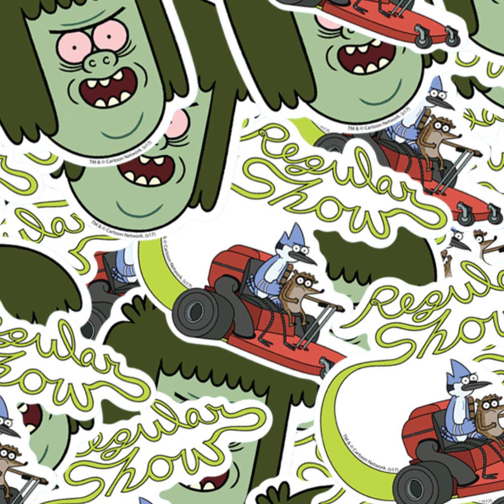 Popfunk Regular Show Muscle Man and Mower Vinyl Stickers - Fun Collectible Decals for Laptops, Water Bottles & Notebooks | Cartoon Fan Gift Idea