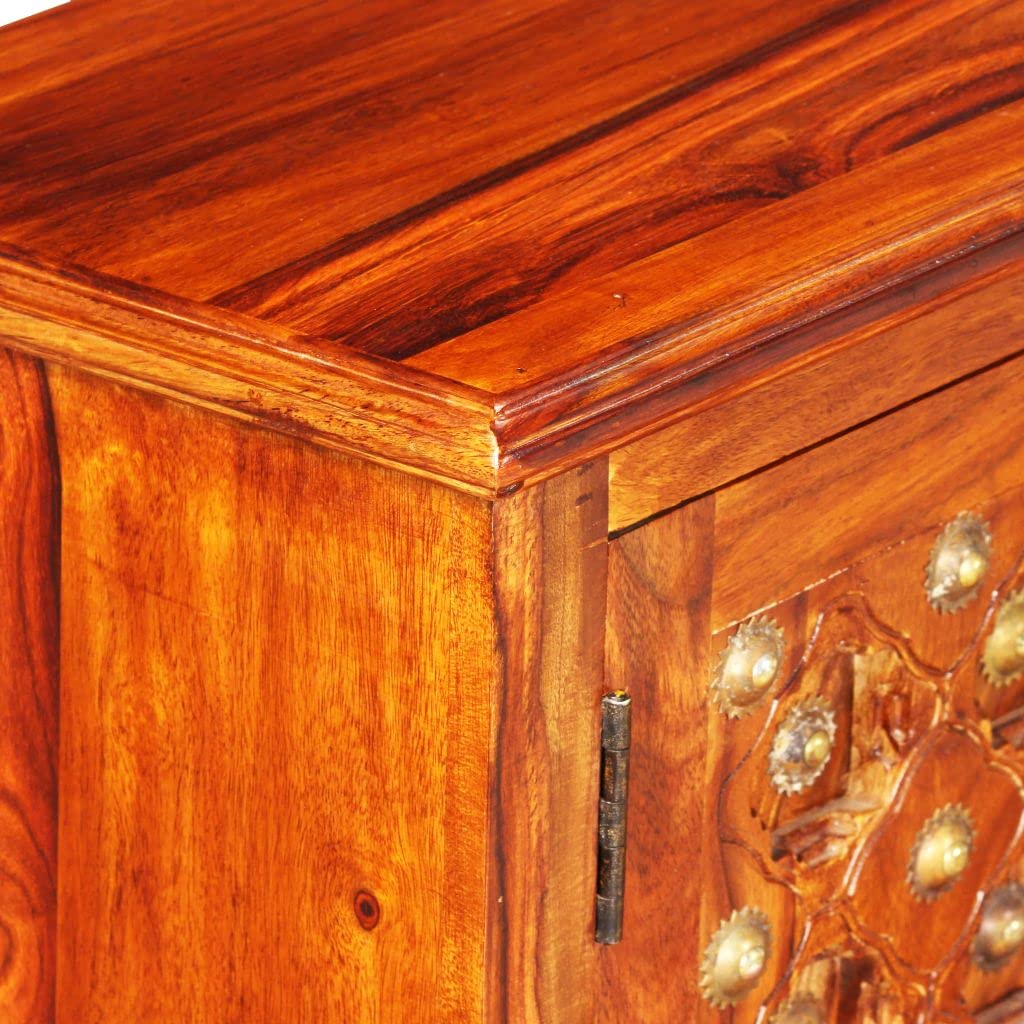 Rustic Solid Sheesham Wood TV Stand with Storage - 47.2