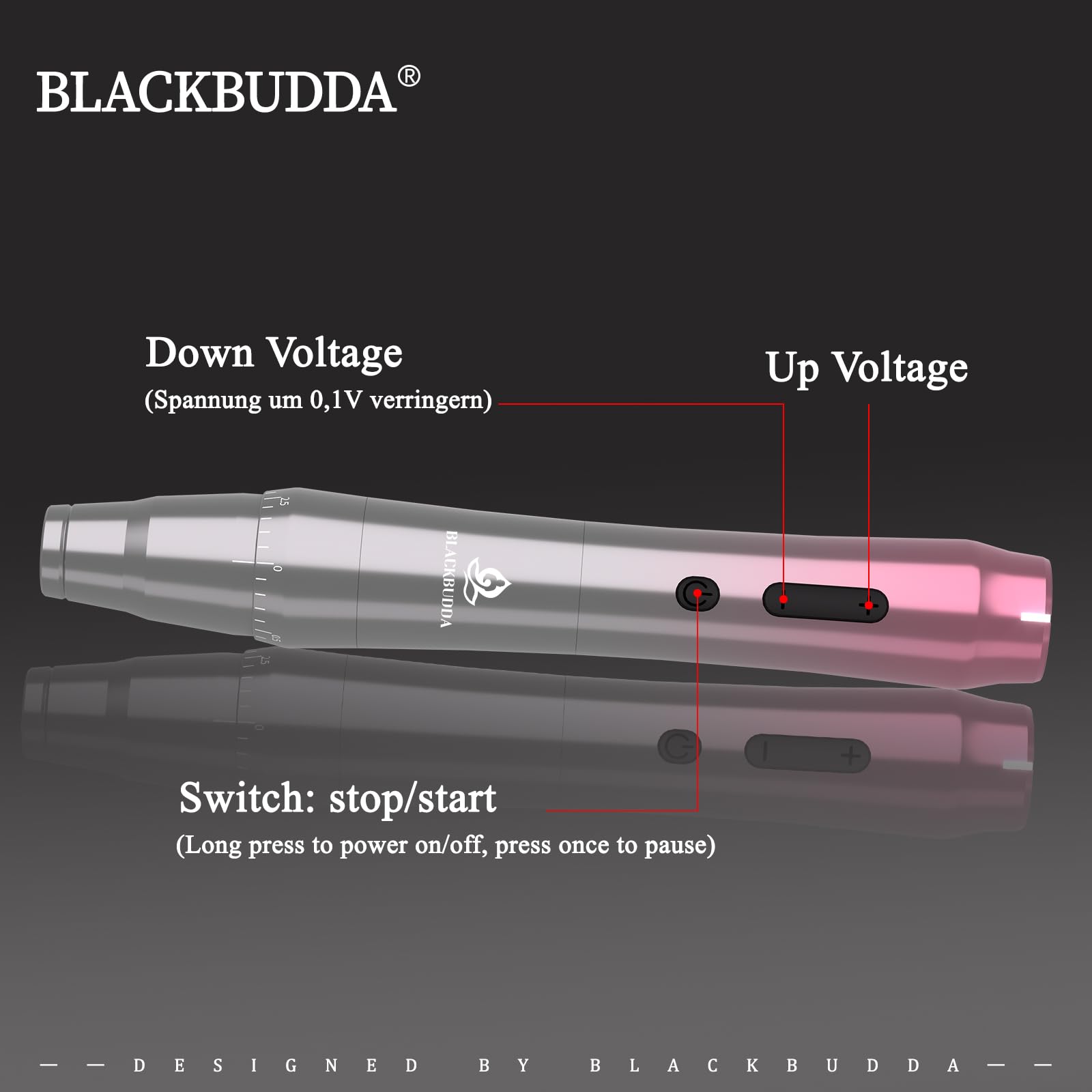 Professional PMU Machine with LCD Display - Rotary Permanent Makeup Tattoo Kit with 10 Needle Cartridges, Ink Cups & Spare Battery (Red/Gray) - Perfect for Eyebrow Microblading, Lip Blushing & Beauty Salon Tattoo Services