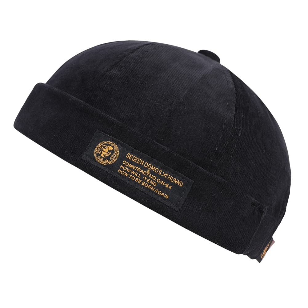 Men's Docker Cap - Adjustable Beanie Sailor Hat for Workers, Retro Rolled Cuff Brimless Hat | Perfect for Outdoor Work, Fishing, and Winter Activities