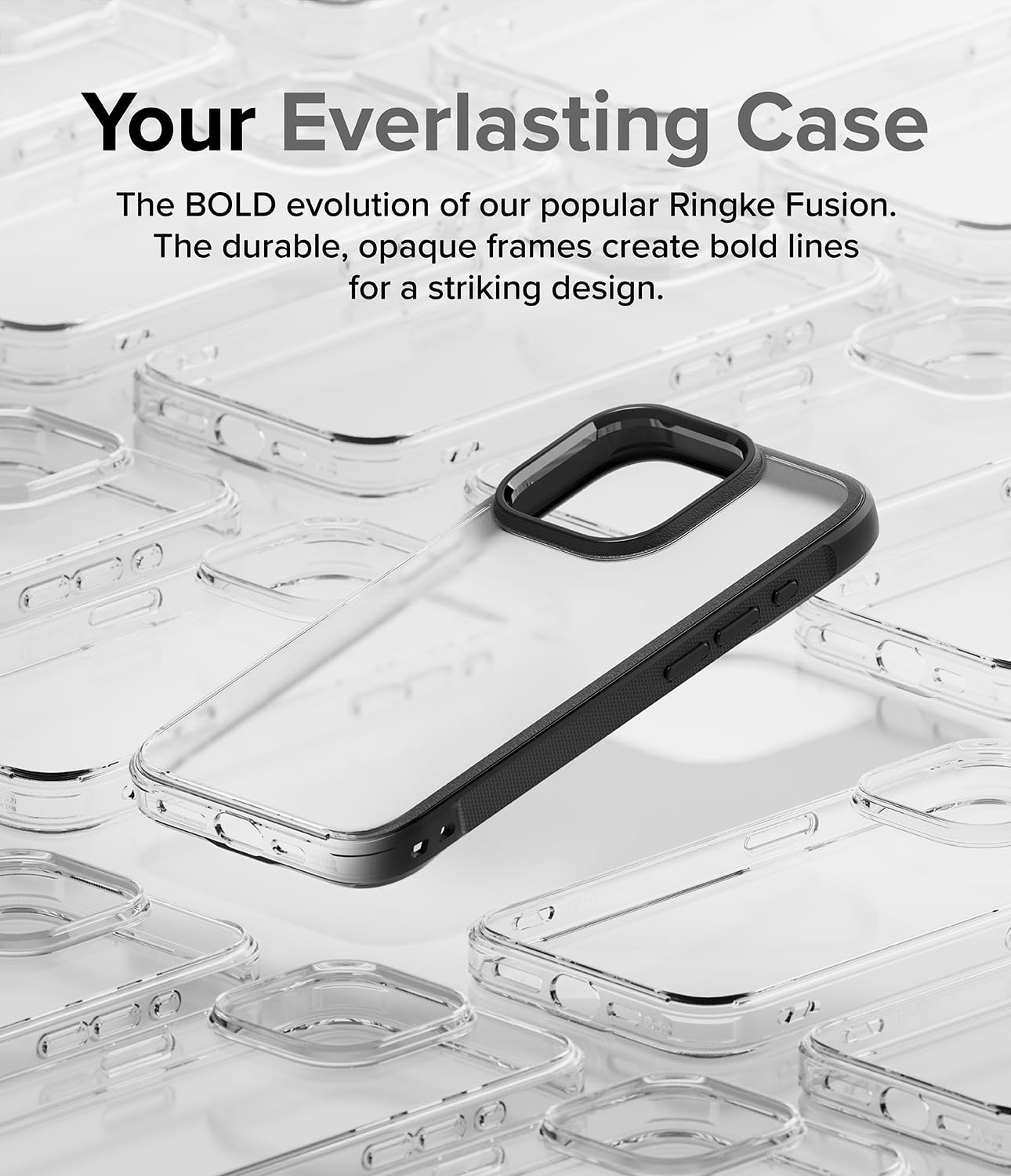 Ringke Fusion Bold iPhone 15 Pro Max Case - Shockproof Translucent Matte Black Cover with Anti-Yellowing & Anti-Fingerprint Coating | Durable Frame Design for Enhanced Grip Protection | Perfect for Outdoor Activities, Work & Daily Use