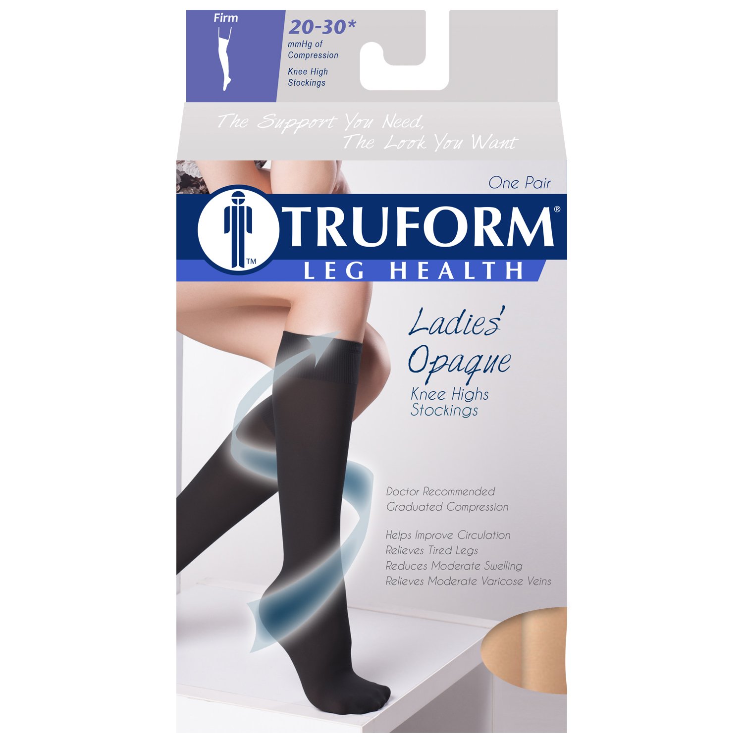 Truform Women's 20-30 mmHg Knee High Compression Stockings - Opaque Beige Small Size for Circulation Support & Varicose Veins Relief - Perfect for Nurses, Travel & Pregnancy