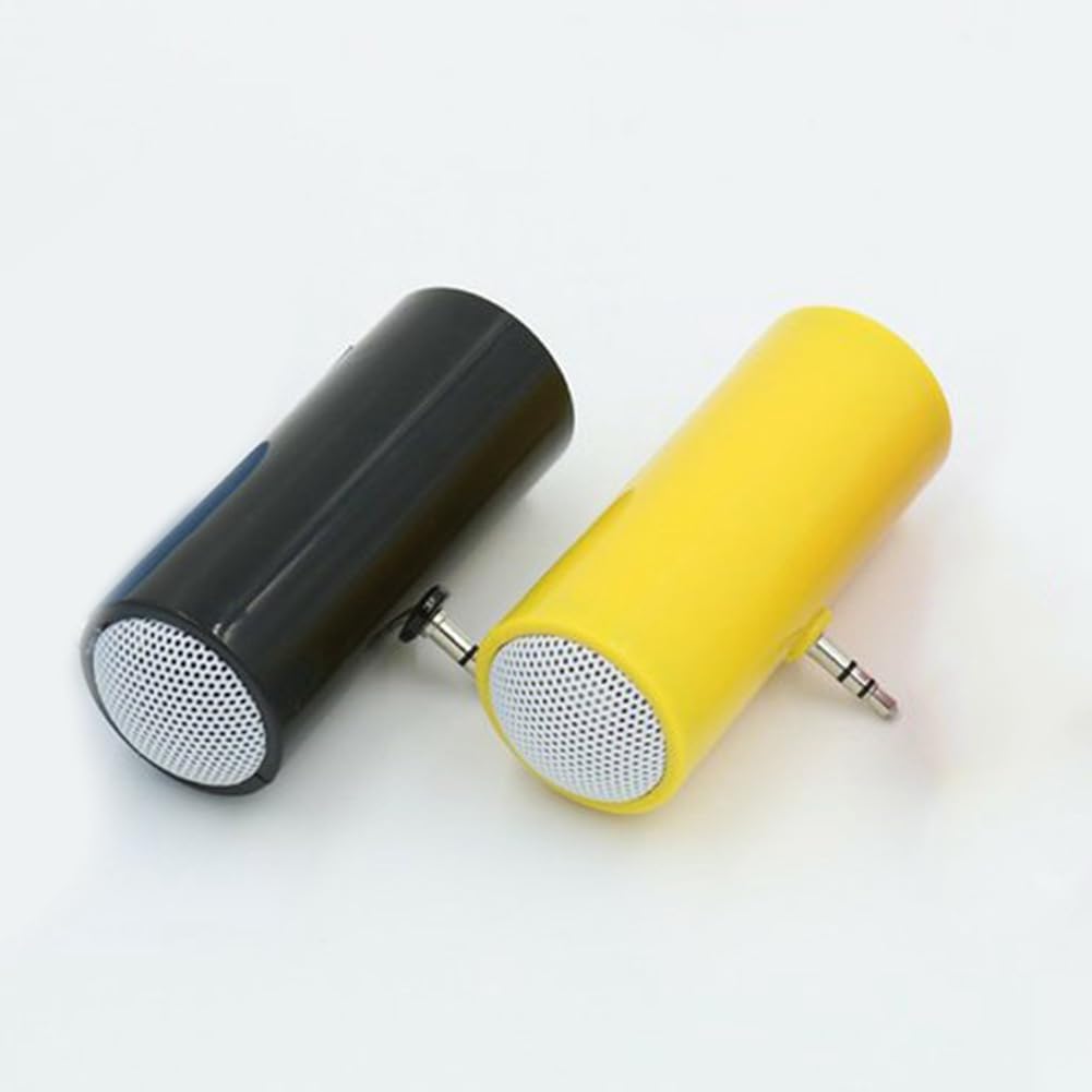 GABEALF Mini Speaker with 3.5mm Jack - Portable Amplified Plug & Play Speaker for iPhone, Android Phones, Tablets, Laptops (Yellow) - Perfect for Travel, Outdoor Activities, Home & Office Use