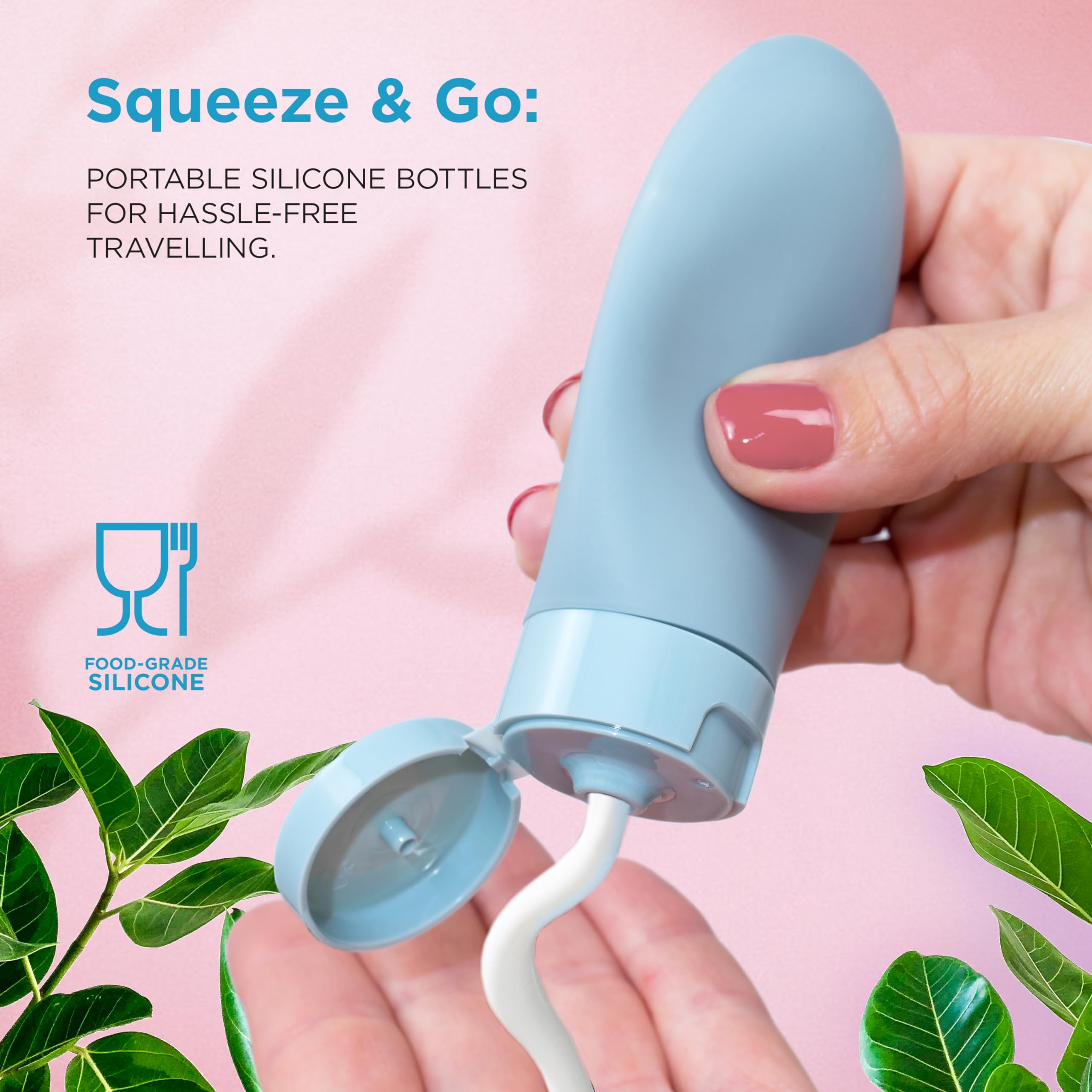 Premium 60ml Travel Bottles for Toiletries - 4 Pack Leak Proof & TSA Approved Refillable Squeeze Containers | Perfect for Air Travel, Gym, Camping & Daily Essentials