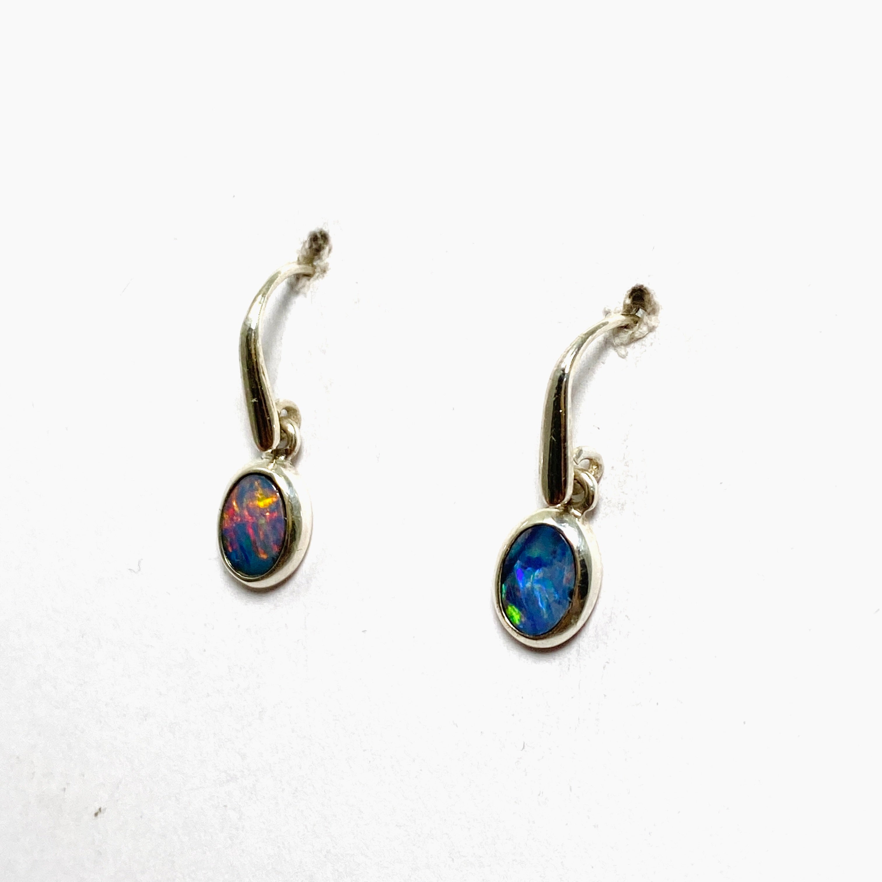 Natural Opal Doublet Oval Cabochon Earrings - Lightning Ridge Australian Opal Jewelry for Women - Perfect for Weddings, Parties & Special Occasions