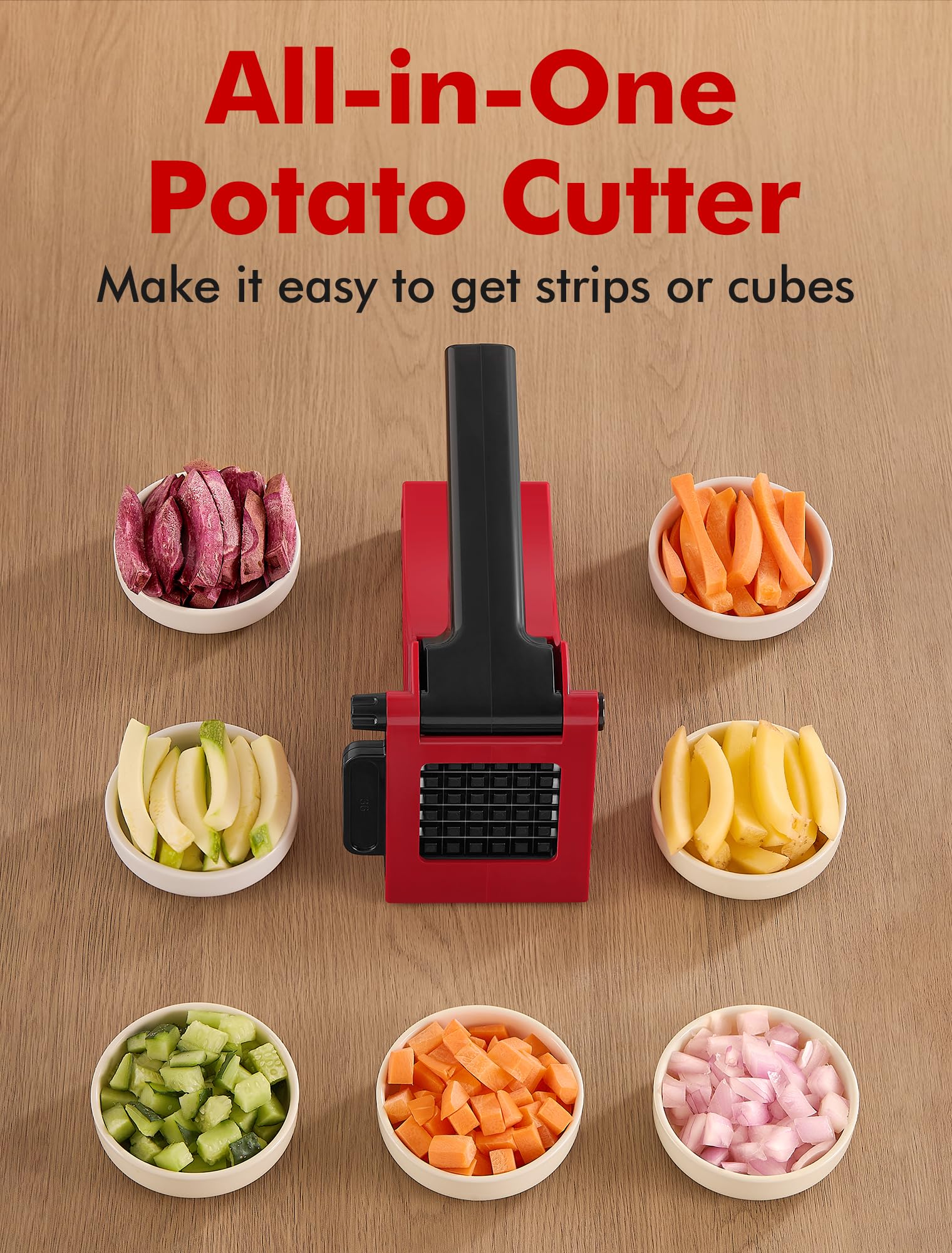 Geedel Professional French Fry Cutter - Stainless Steel Potato Slicer for Perfect Fries, Carrots, Cucumbers & More | Ideal for Home Cooking, Restaurants & Meal Prep