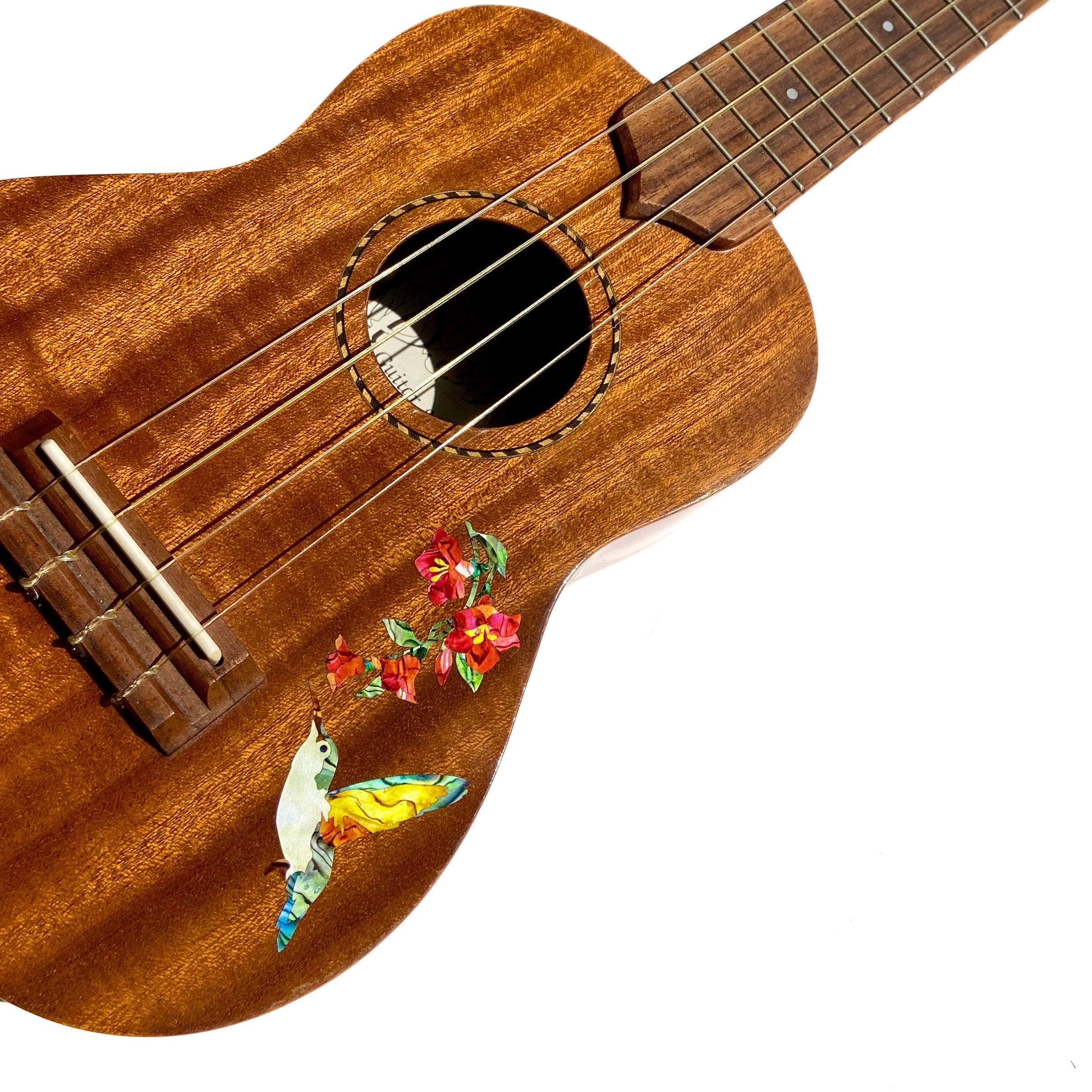 Hummingbird Guitar Stickers for Bass & Ukulele - Floral Inlay Decals for Musicians