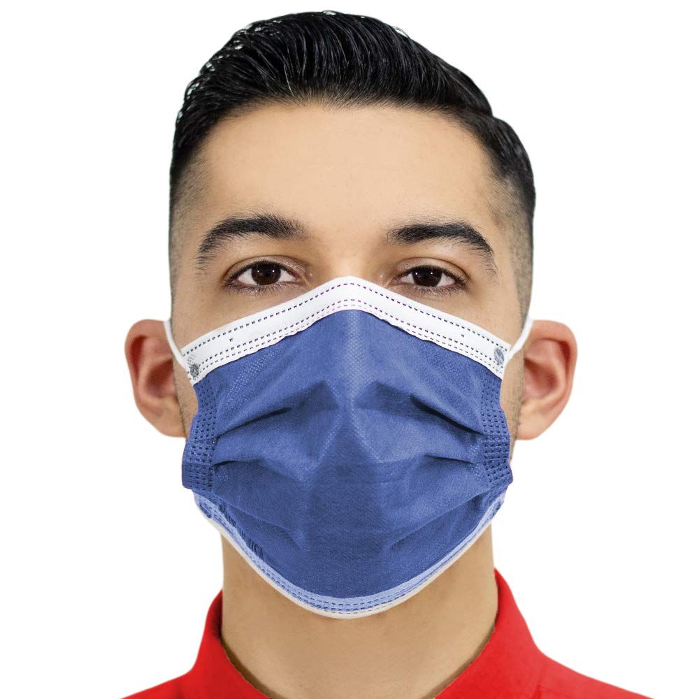 4-Ply Breathable Disposable Face Masks - Made in USA - Comfortable Elastic Ear Loops - Multiple Colors (500 Pack, Denim Blue) - Perfect for Daily Use, Travel, Work & School Protection