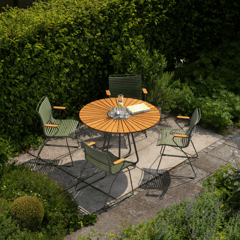 CLICK Outdoor Dining Armchair - Weather-Resistant Patio Chair for Garden, Poolside & Restaurant Use - Comfortable Aluminum Bistro Seating with Cushion Option