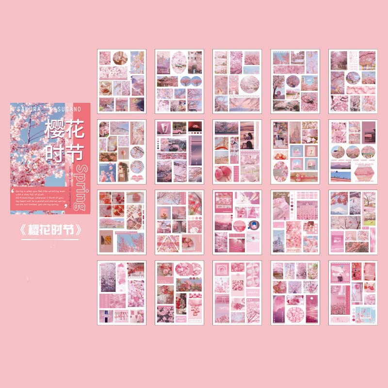 20 Sheets Vintage Flower Journaling Stickers - Cute Cherry Blossom Letter Stickers, Small Pink Floral Scrapbook Stickers for Junk Journals, Art Collage, DIY Crafts, Notebooks, Albums & Planner Decoration - Perfect for Spring Crafting and Gift Making