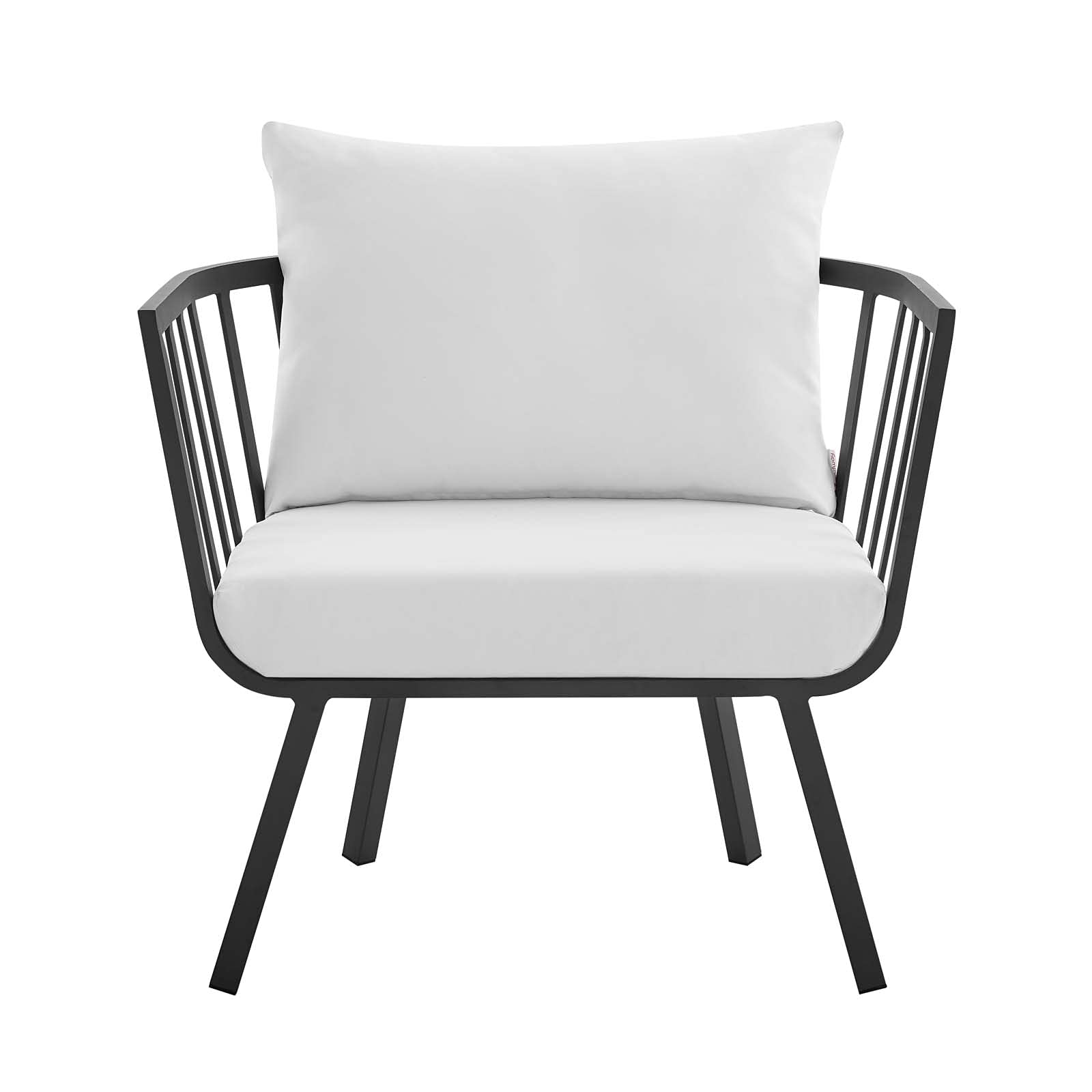 Modway Riverside Patio Aluminum Armchair - Lightweight Durable Outdoor Dining Chair in Gray White for Garden, Poolside & Backyard Relaxation