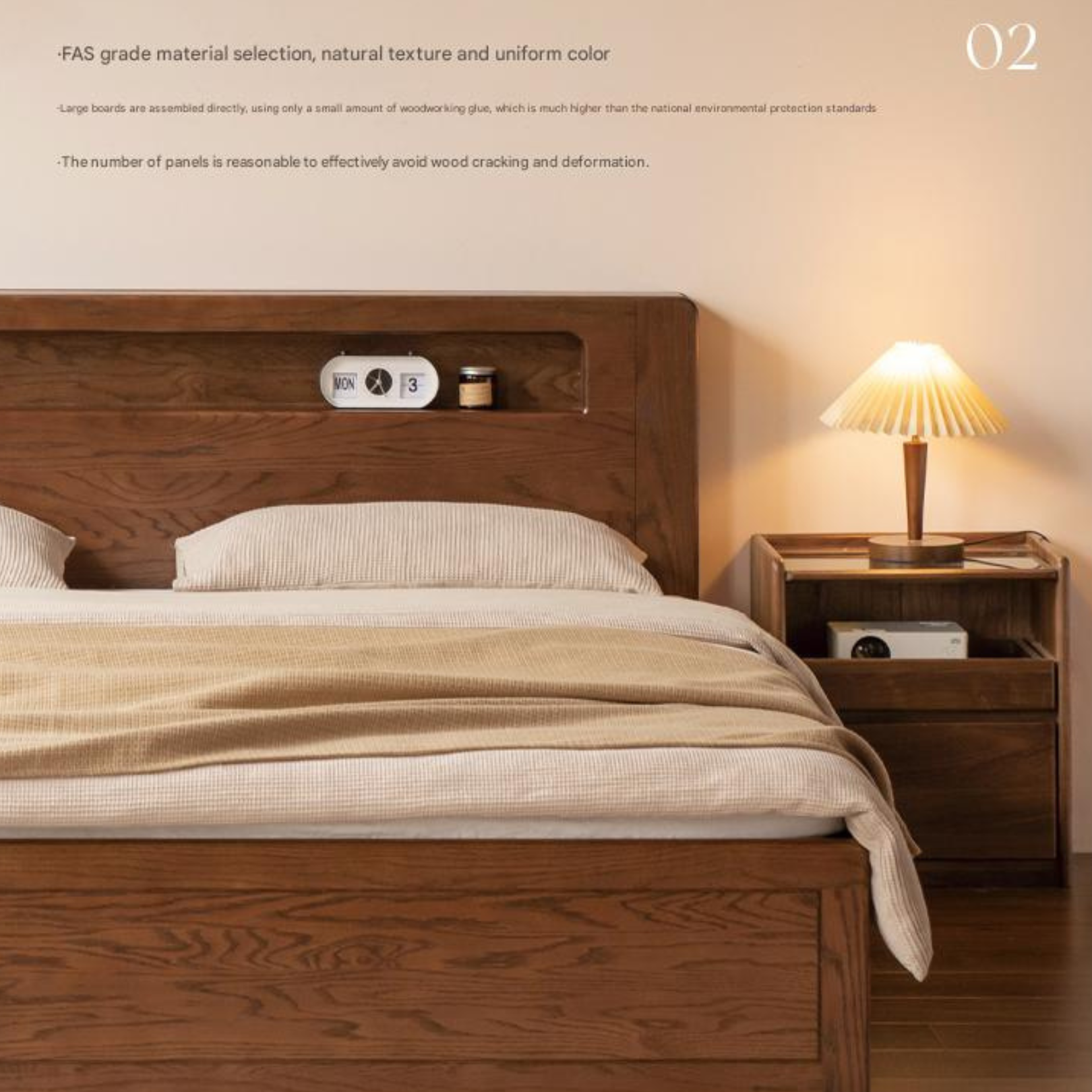 Solid Oak Wood Glow in The Dark Storage Box for Bedroom - Under Bed Organizer with Luminous Lid for Nighttime Visibility & Easy Access