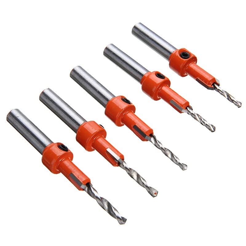 5pcs HSS Countersink Drill Bit Set (2.8mm-4mm) with 8mm Shank - Premium Woodworking Router Bits for Oblique Hole Drilling - Perfect for DIY Projects, Furniture Making & Cabinet Installation