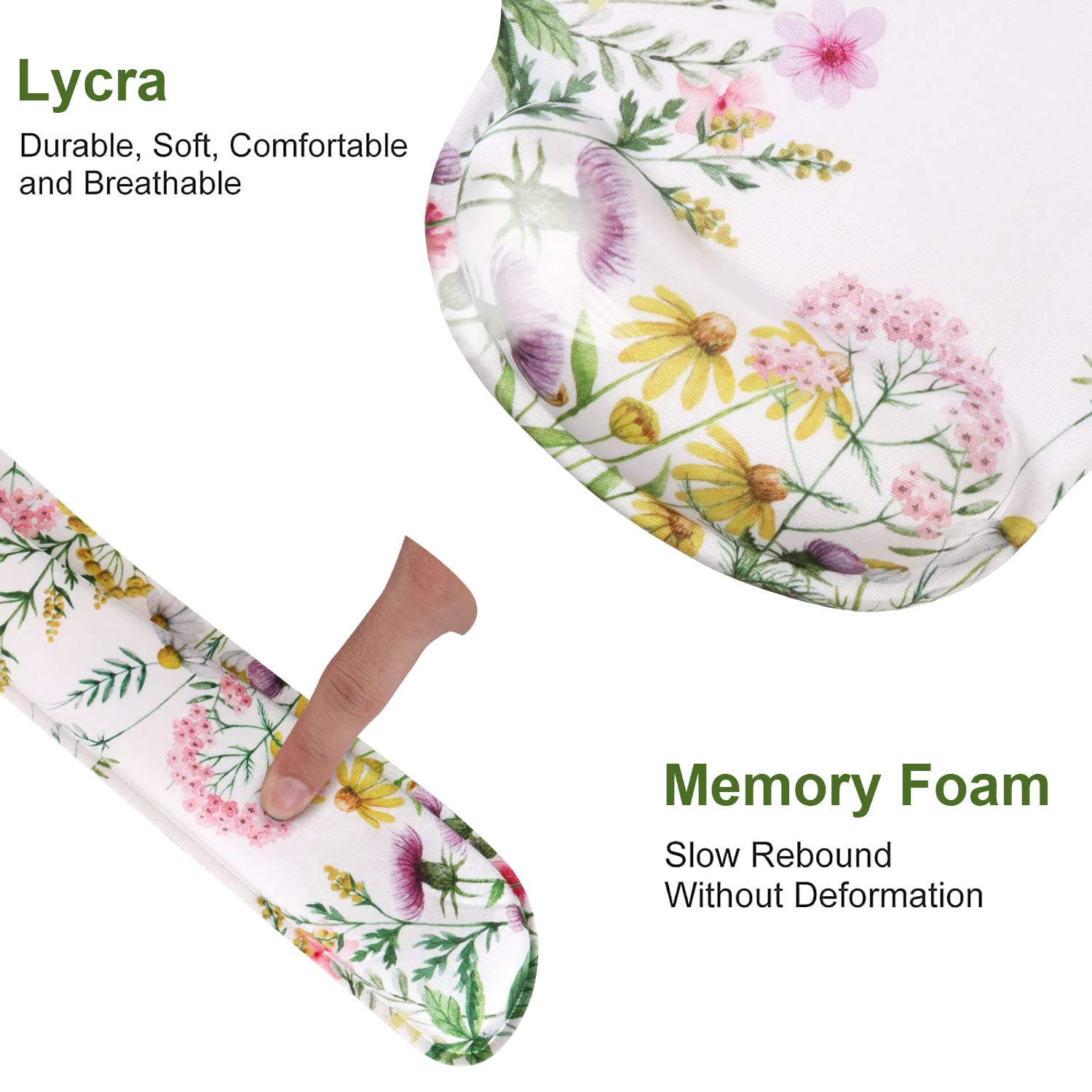 Ergonomic Mouse Pad with Wrist Support & Keyboard Wrist Rest Set - Non-Slip Base for Computer, Laptop, Home & Office Use - Wild Flowers Design for Pain Relief & Comfortable Typing - Perfect for Gaming, Work & Long Computing Sessions