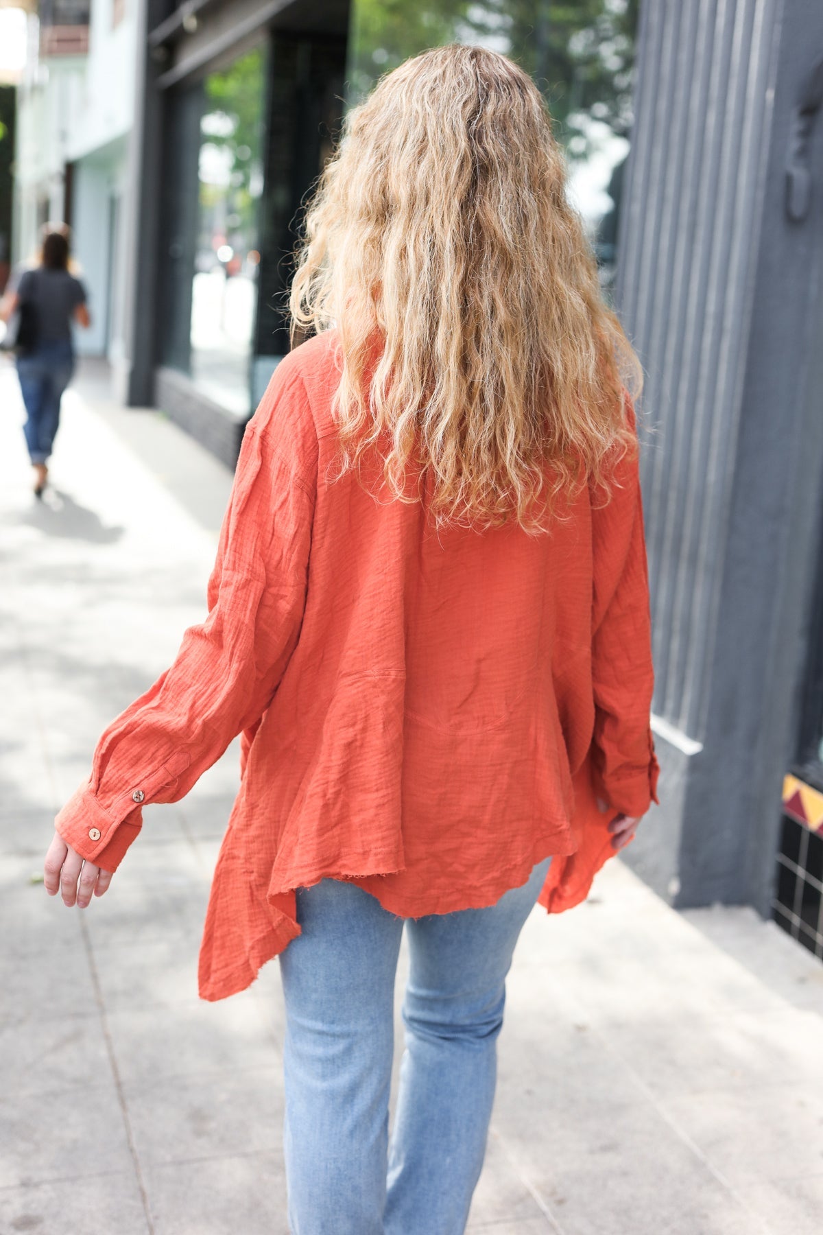 Stylish Rust Button Down Sharkbite Cotton Tunic Top for Women | Comfortable Everyday Wear | Perfect for Office, Casual Outings & Date Nights