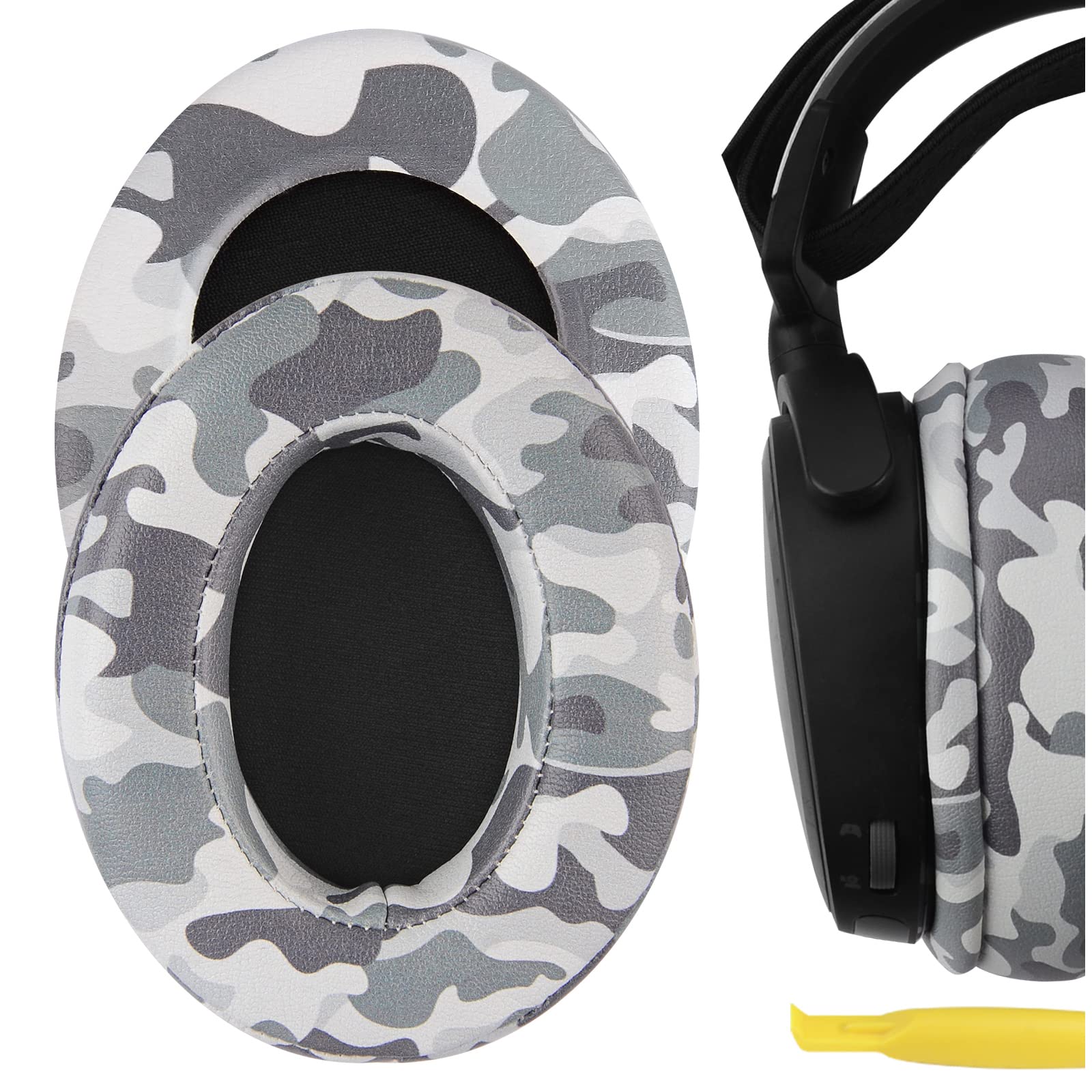 Geekria QuickFit Replacement Ear Pads for SteelSeries Arctis Prime/Pro/9X/7/5/3 Headphones - Premium Memory Foam Ear Cushions, Noise Isolation Earpads, Durable Headset Ear Cups Cover Repair Parts (Camo) - Perfect for Gaming, Streaming & Office Use
