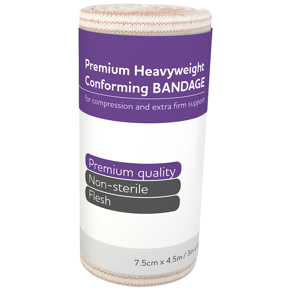 Premium Heavy Weight Conforming Bandages 7.5cm x 4.5m (3in x 4.9yd) - 12 Pack - First Aid, Wound Care & Sports Injury Support for Secure & Comfortable Wrapping