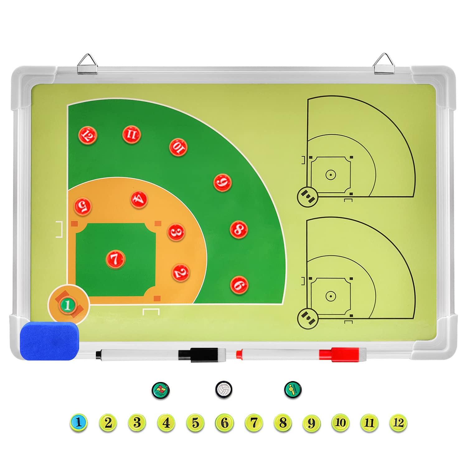 LEAP Magnetic Dry Erase Clipboard with Hanger - Whiteboard Clipboard for Coaches with Marker & Eraser - Perfect for Soccer, Hockey, Basketball, Baseball Practice & Game Planning