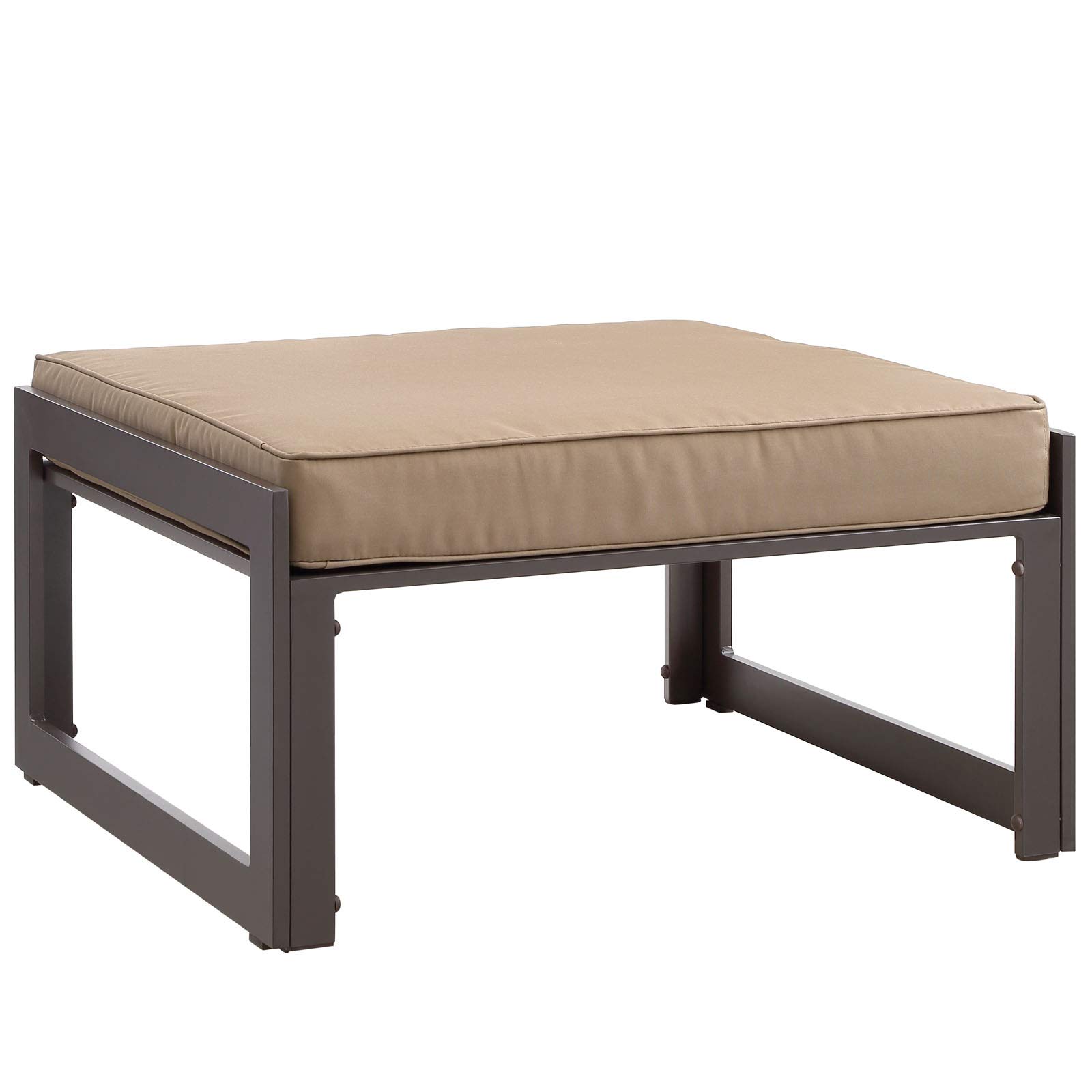 Modern Outdoor Lounge Chair with Ottoman - Brown Fabric & Aluminum Frame - Patio, Balcony, Garden Relaxation & Comfort