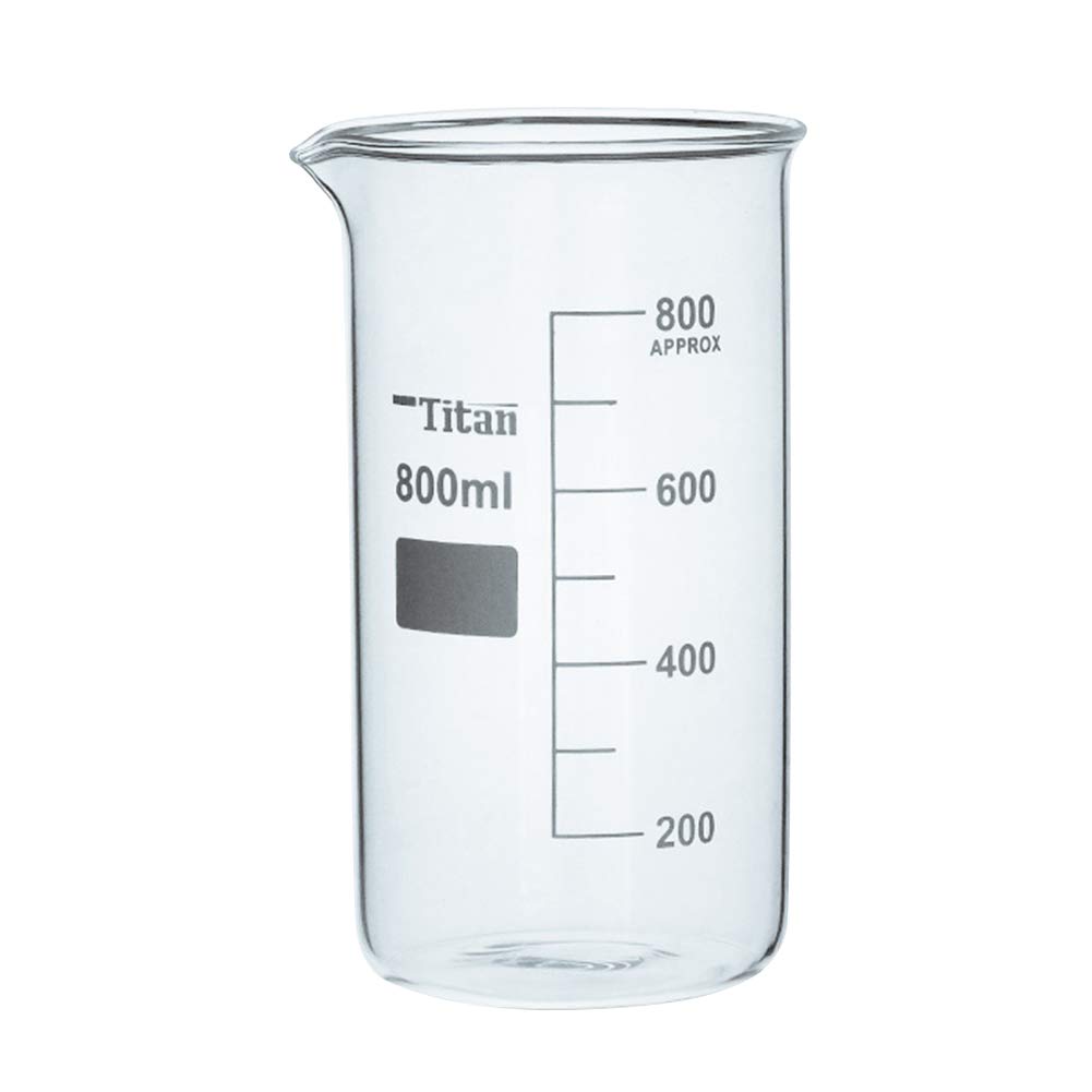 800ml Borosilicate Glass Lab Beaker Set - 6pcs High Form Scientific Beakers for Chemistry Experiments, School Labs & DIY Science Projects