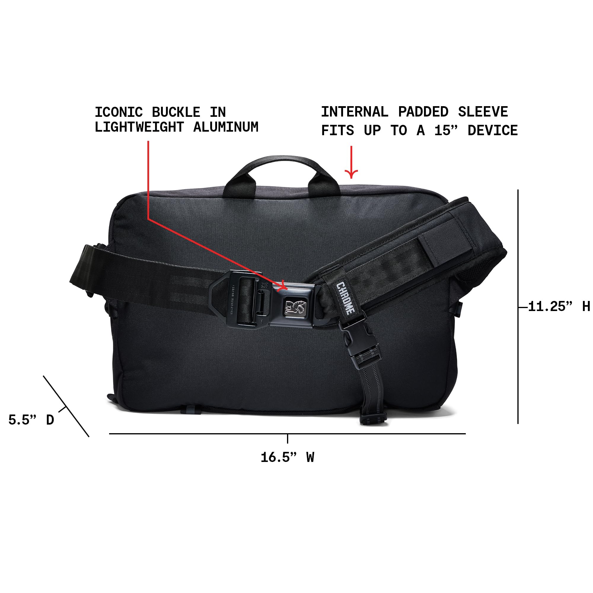Chrome Industries Kadet Max Messenger Bag - Durable Crossbody Sling Backpack for Men & Women with Quick Release Buckle - Perfect for Commuting, Travel & Urban Adventures
