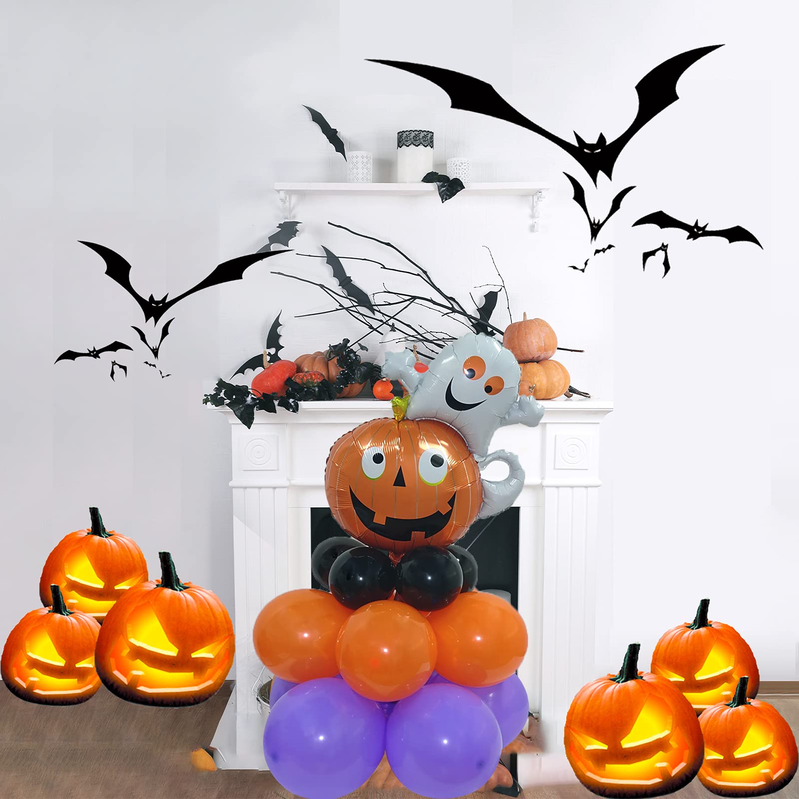 Halloween Balloons - Pumpkin & Ghost Foil Balloons, Latex Balloons for Kids Scary Party Decorations | Perfect for Halloween Birthday Parties, Home Decor & Spooky Events