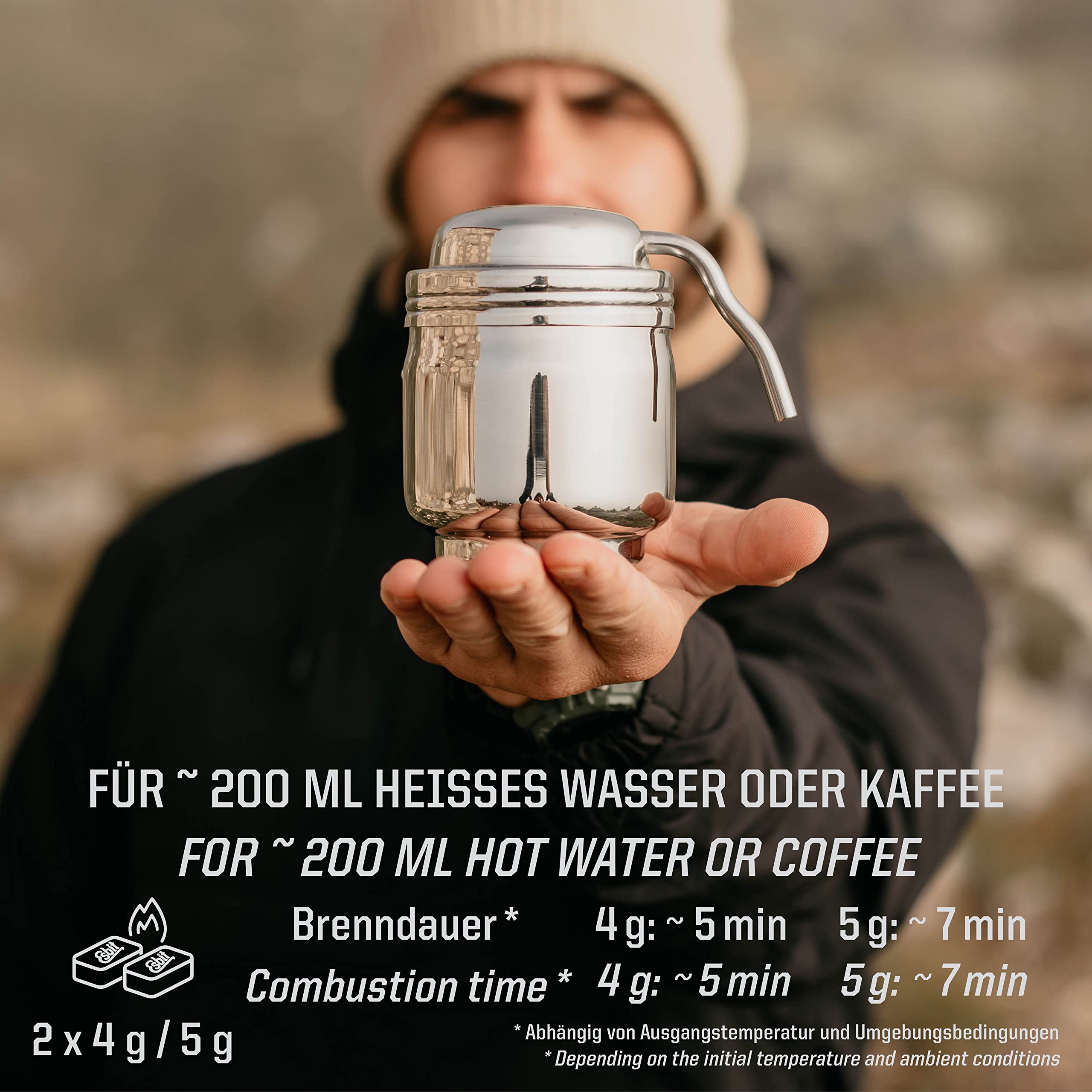 Esbit Stainless Steel Camping Coffee Maker - Portable Solid Fuel Tablet Brewer for Outdoor Hiking, Backpacking & Emergency Preparedness
