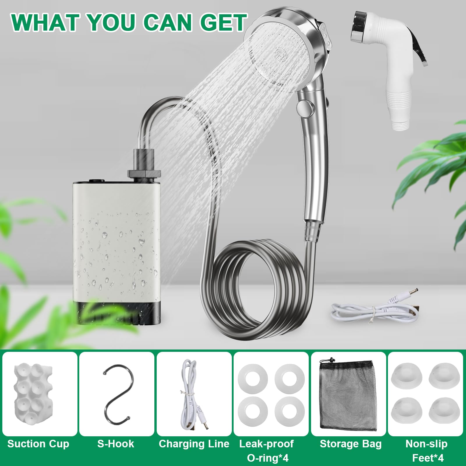 Portable Rechargeable Electric Outdoor Shower Pump with Shower Head - Perfect for Camping, Hiking, Travel & Washing - Ideal for RV Trips, Beach Days & Off-Grid Adventures