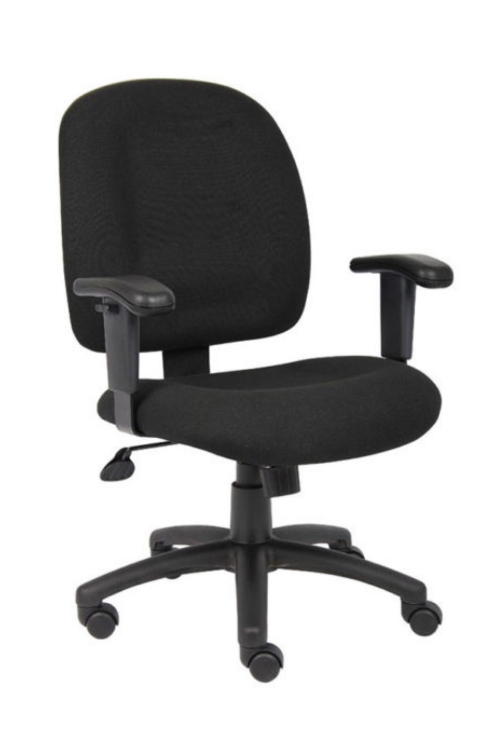 Ergonomic Boss Black Fabric Task Chair with Adjustable Arms - B495 BK - Perfect for Home Office, Gaming & Workspace Comfort