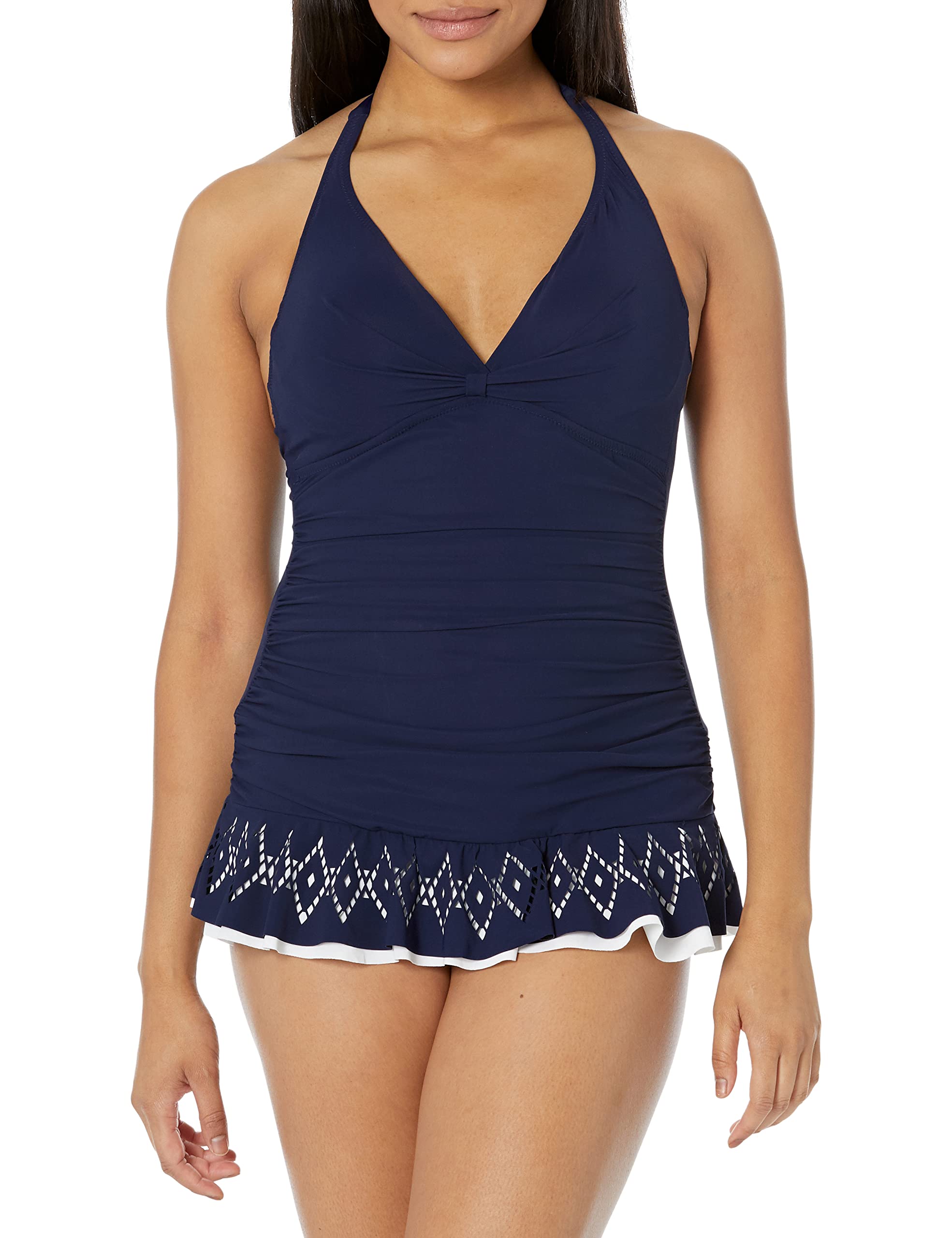 Gottex Women's One Piece Swimsuit - Halter Laser Cut Swimdress for Beach, Pool & Vacation | Comfortable & Stylish Swimwear